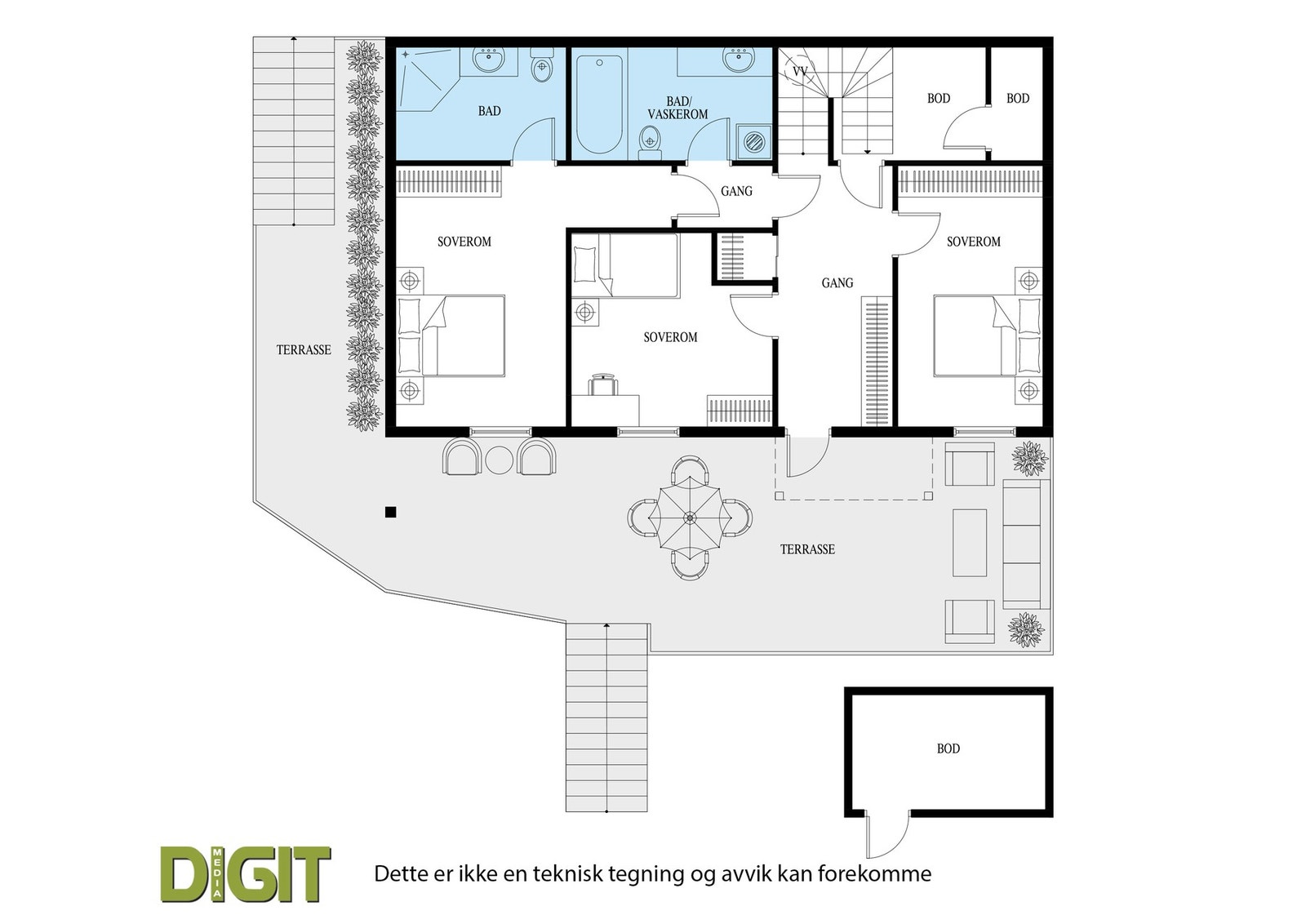 Plantegning, 1. etasje. Galleribilde