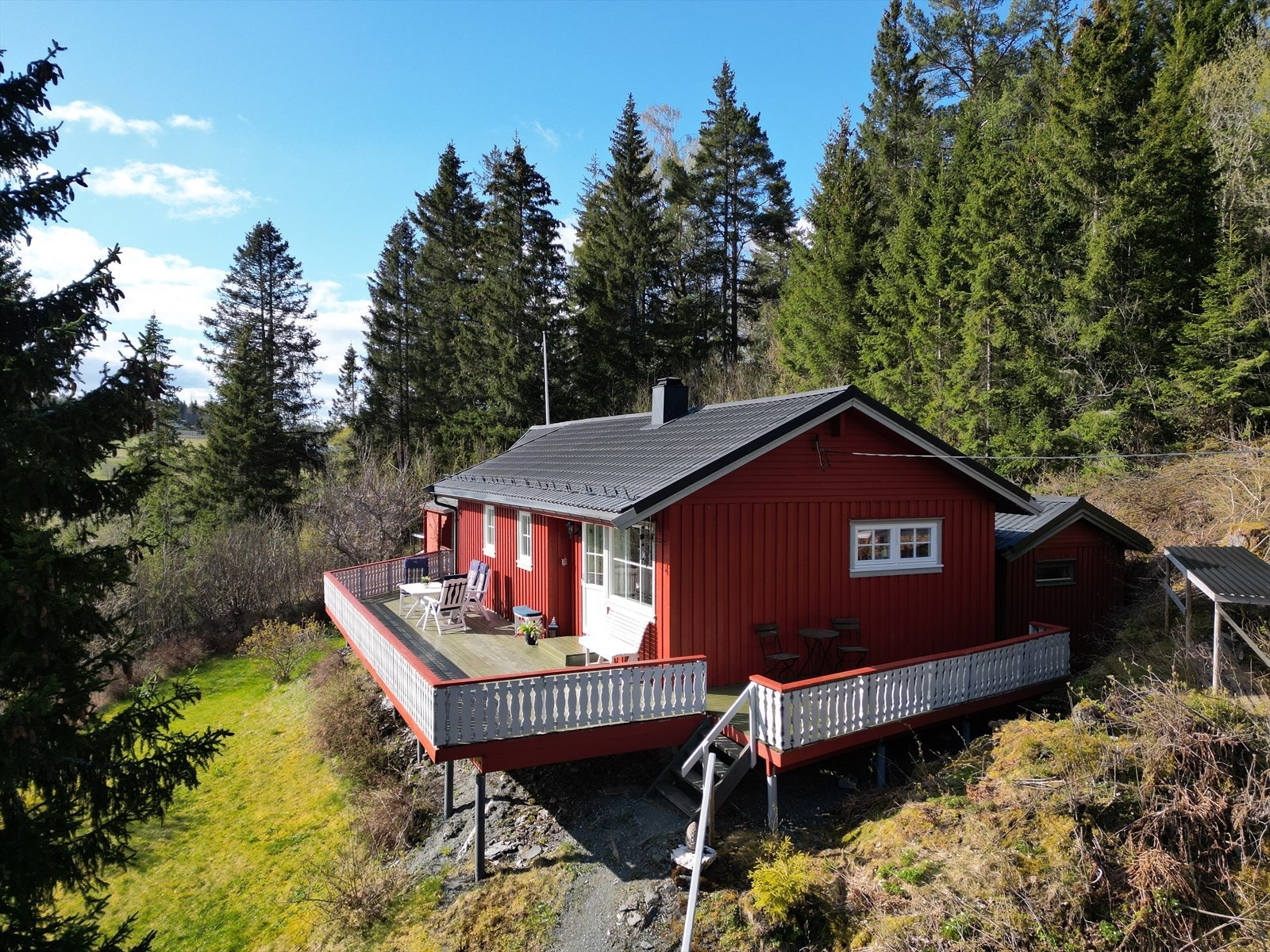 Det er bilvei helt frem til hytta. Galleribilde