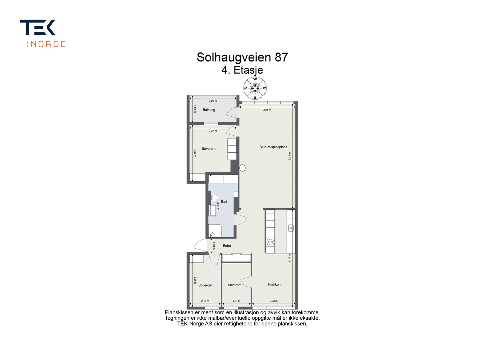Plantegning Solhaugveien 87, 4. etasje Galleribilde
