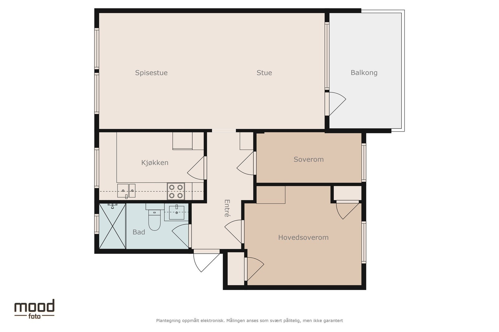 Plantegning | Ved enkle grep kan man her enkelt få 3 soverom. Galleribilde