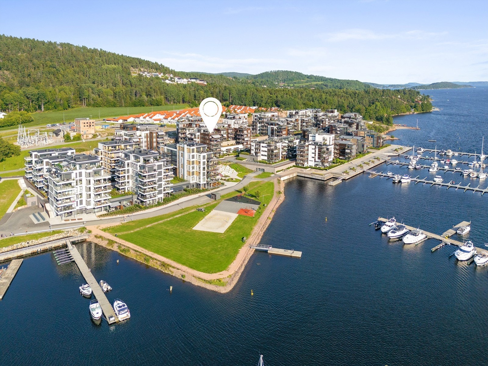 Store planer for et eget lokalmiljø på Nordre Jarlsberg Brygge - i form av et område med mange boliger med egen infrastruktur og egne servicetilbud Galleribilde