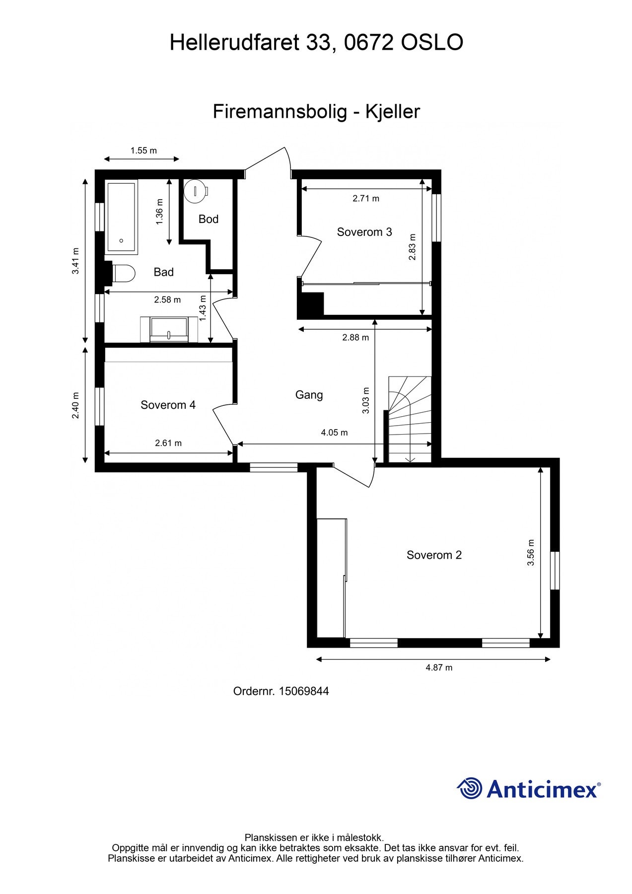 Boligens planløsning kjeller etg. Galleribilde