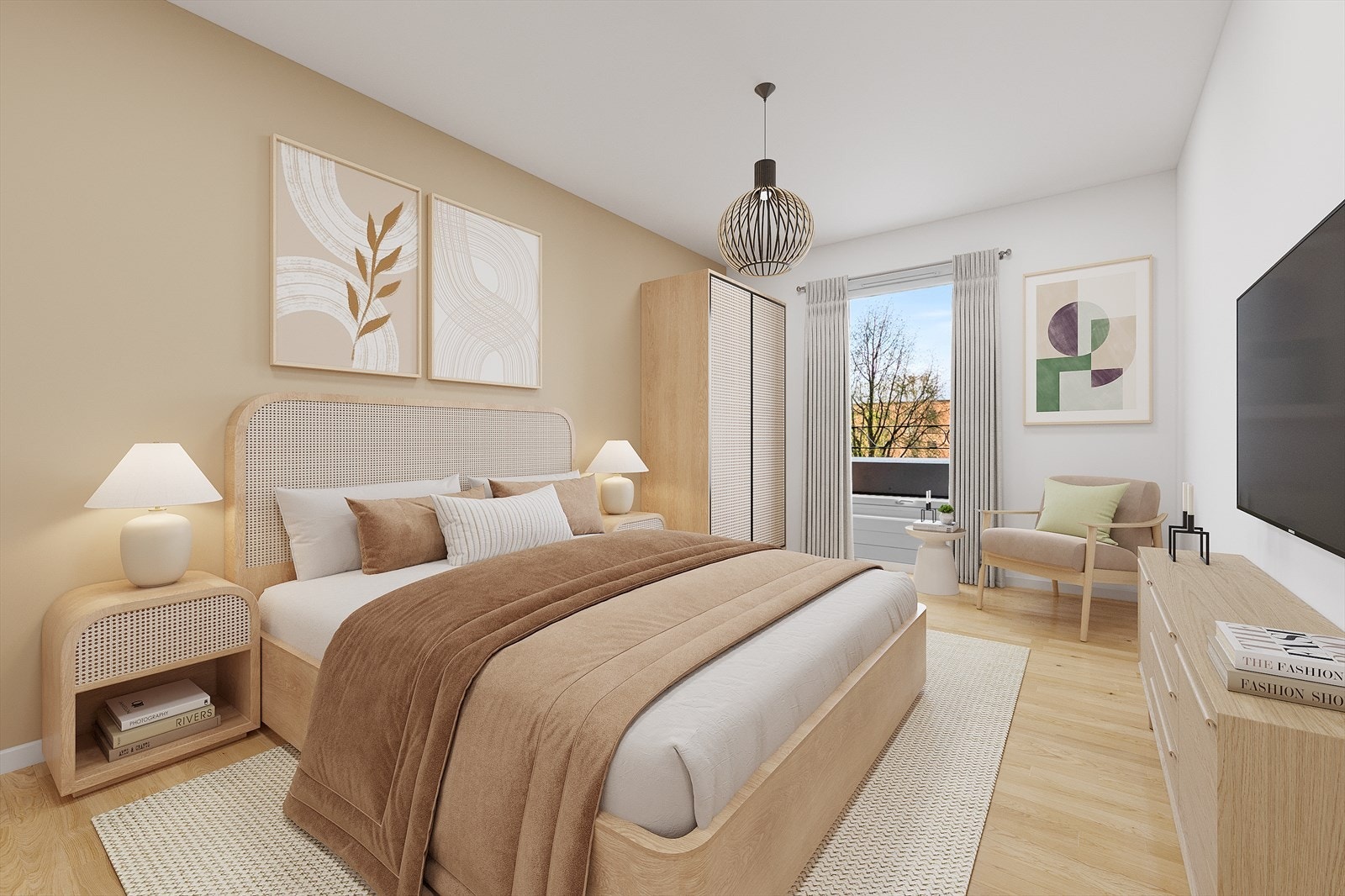 Digital styling av soverommet, bildet er kun en illustrasjon. Galleribilde