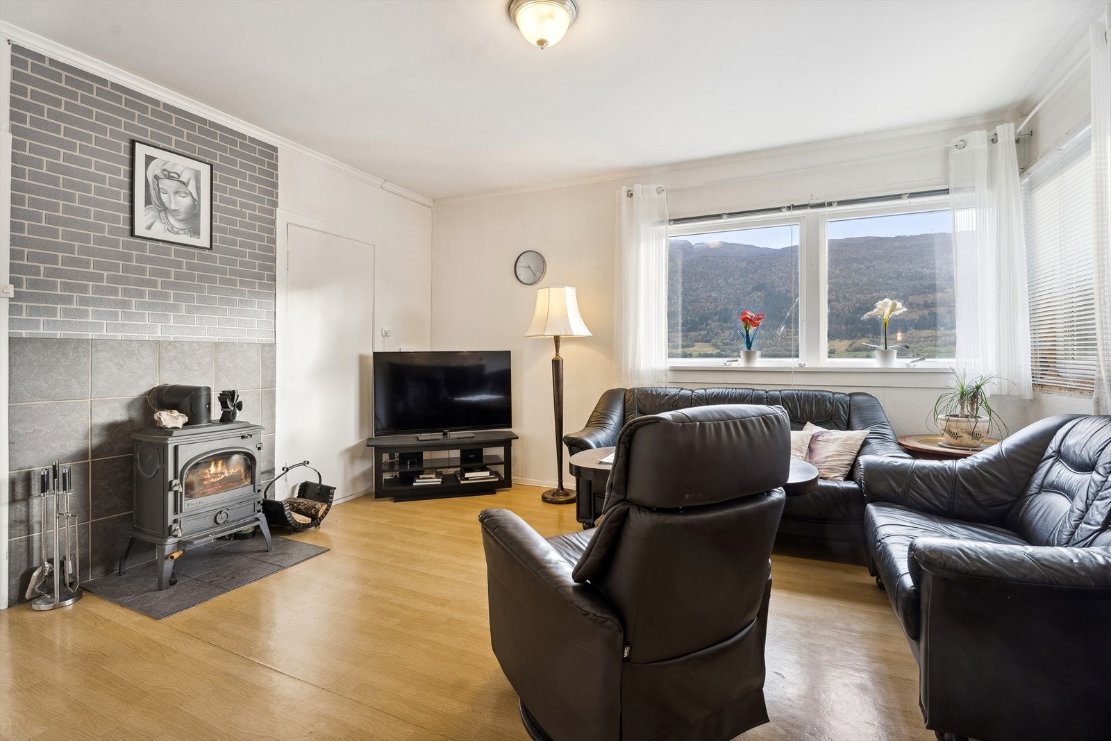 Her er både vedomn og varmepumpe i hovuddelen Galleribilde