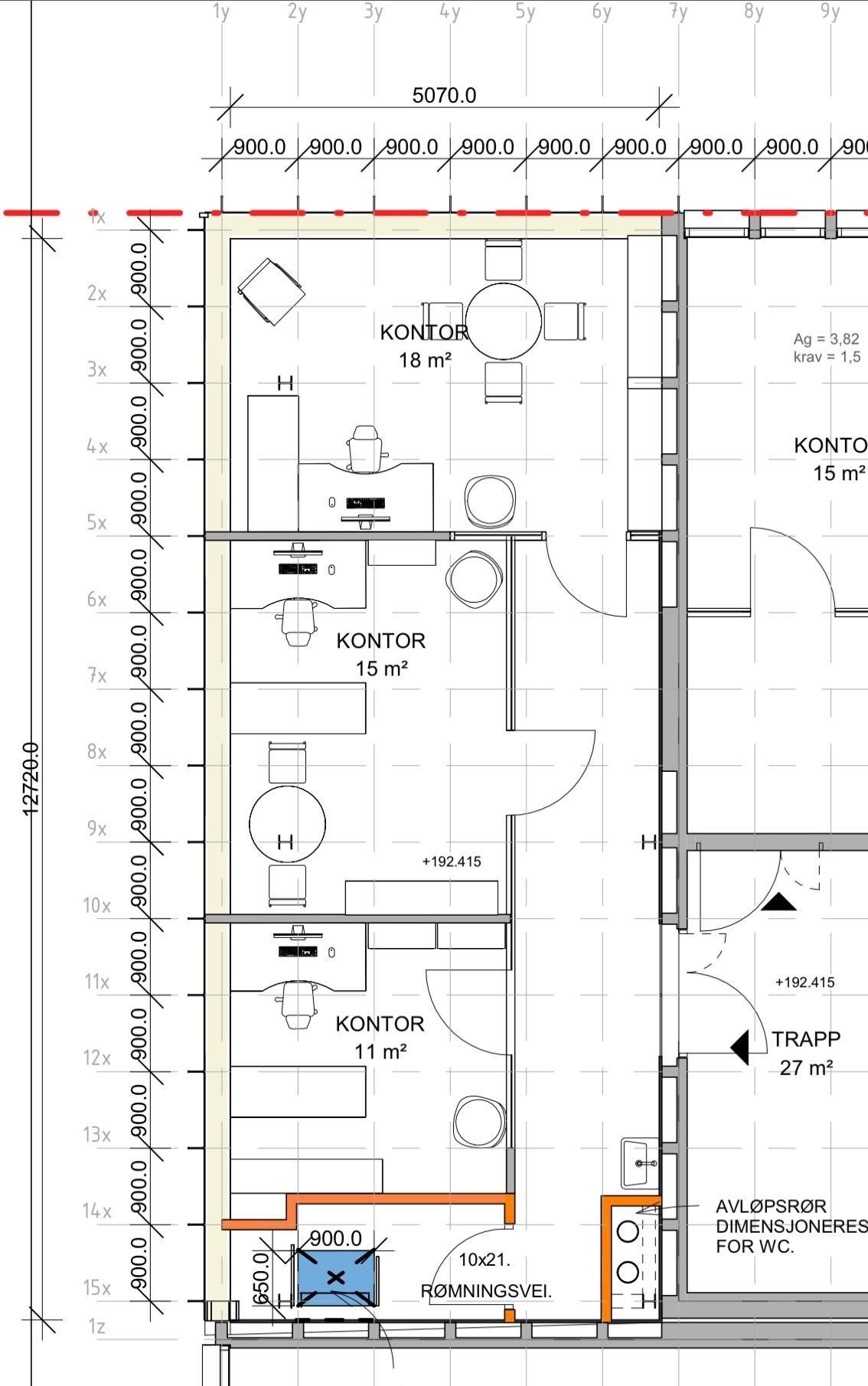 Plan 3 (ikke oppdelt i dag, et stort rom) Galleribilde