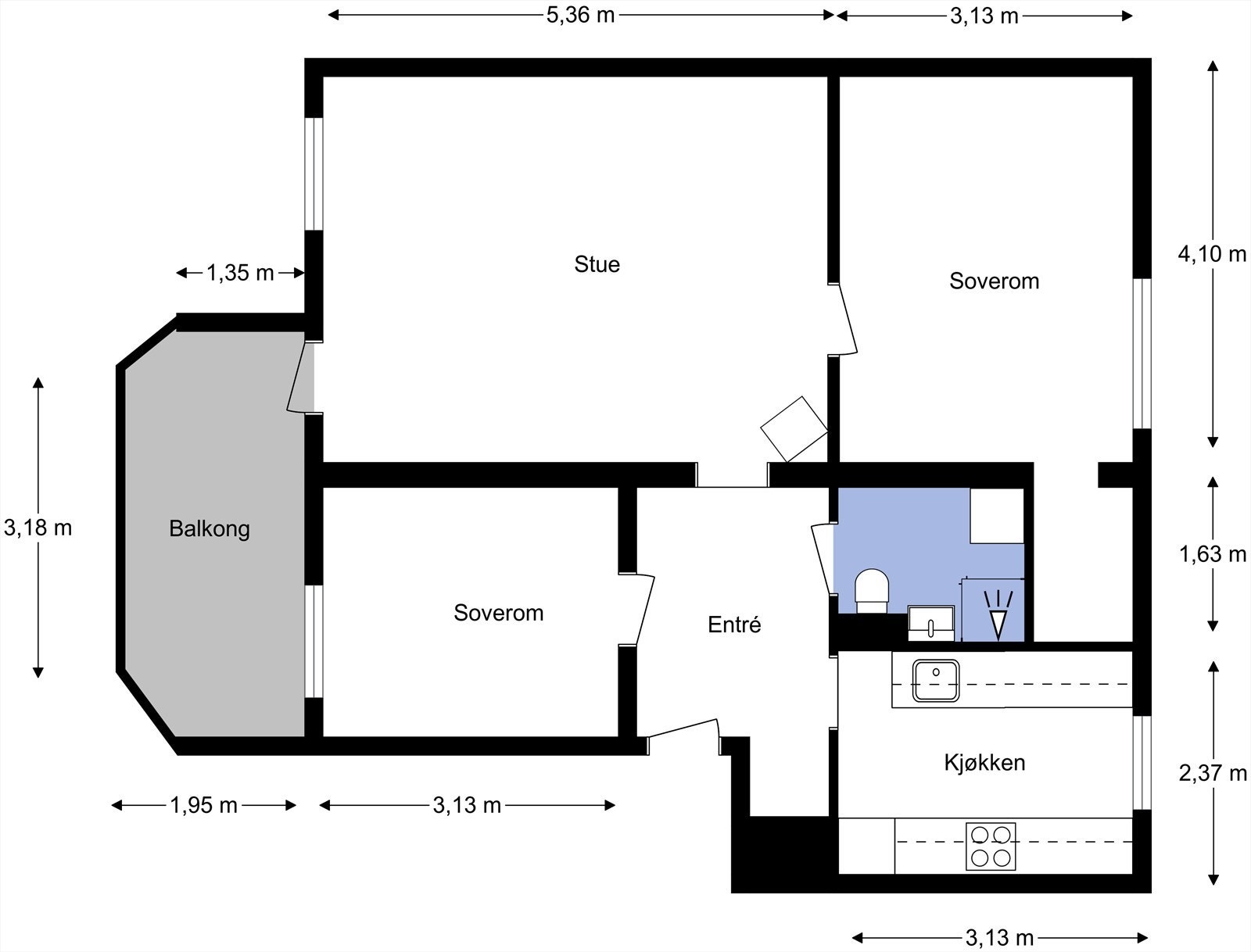 Plantegning fra takstmann Galleribilde