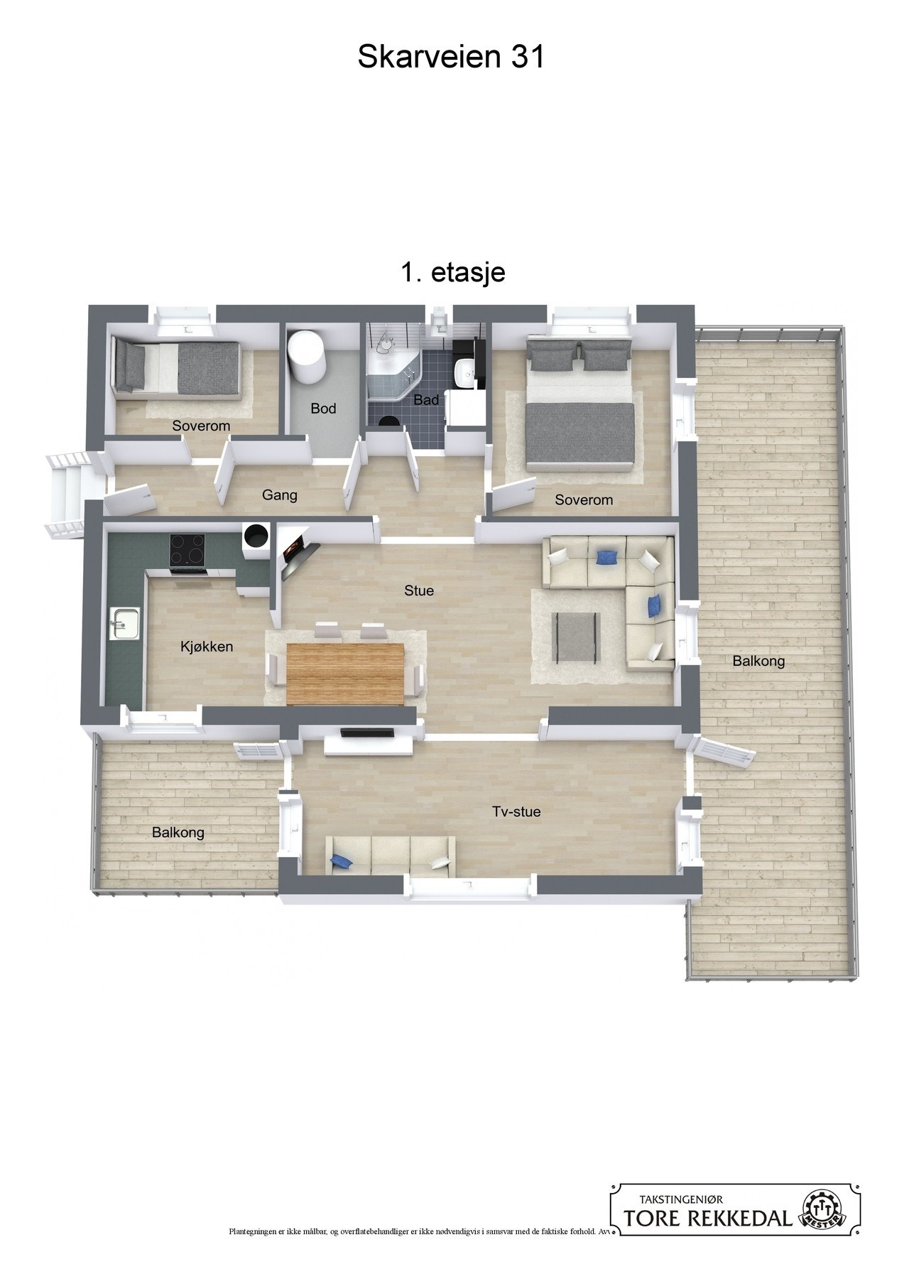 Plantegning over leilighet i 1. etasje Galleribilde