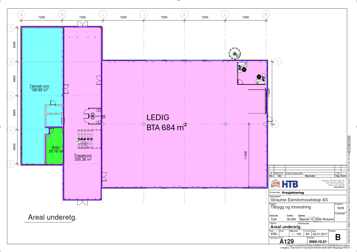 Plantegning u.etg. Ledig areal BTA 684 m².