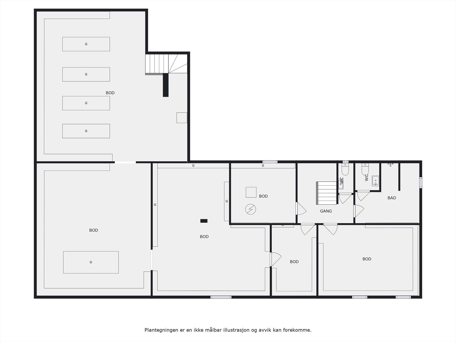 Plantegning kjeller. Galleribilde