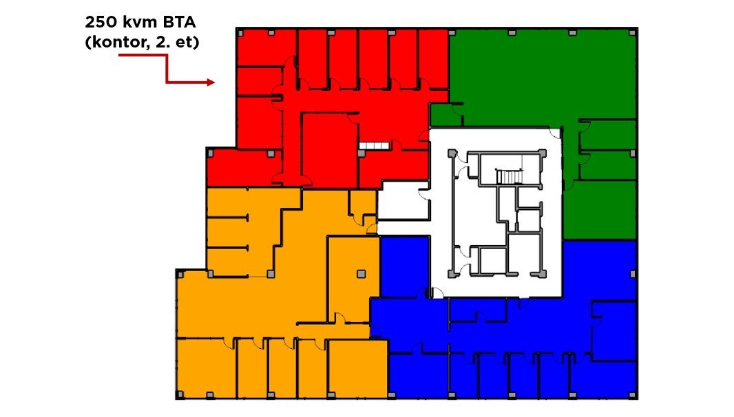2. etasje (kontor) - enkelte avvik kan forekomme. Galleribilde