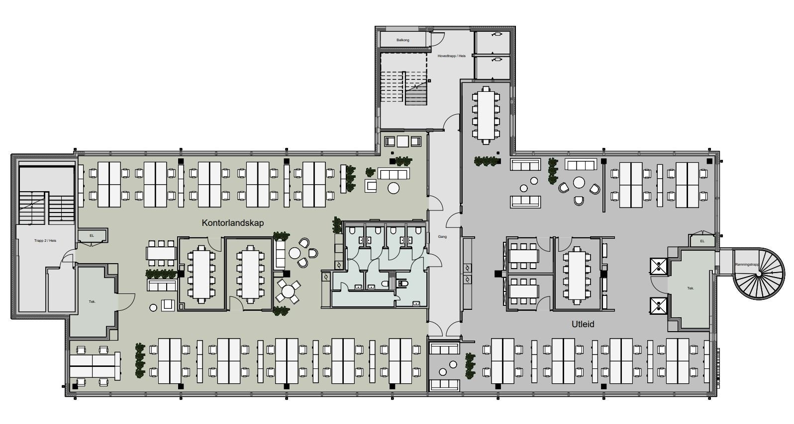 Arealskisse 6 etg. totalt 535 kvm. Galleribilde