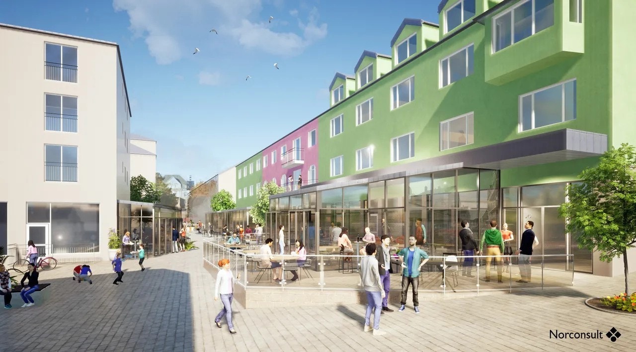 Illustrasjon restaurantgaten Galleribilde