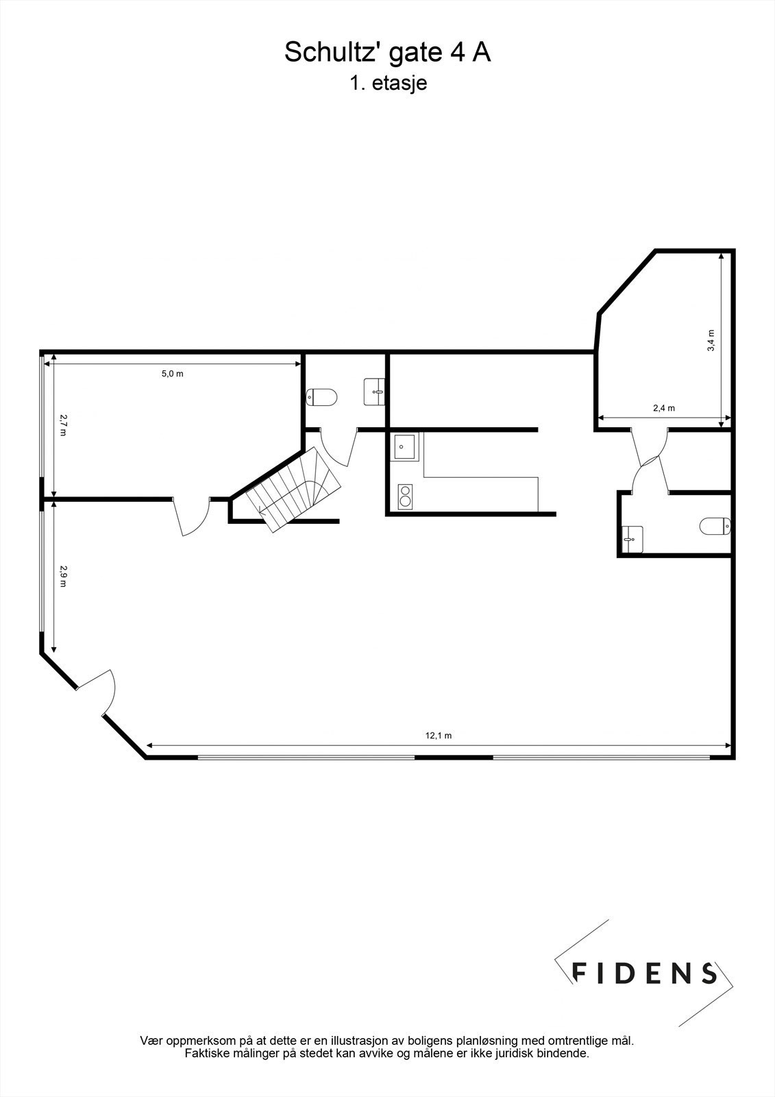 Floorplan letterhead - Schultz' gate 4 A - 1. etasje - 2D Floor Plan.jp Galleribilde
