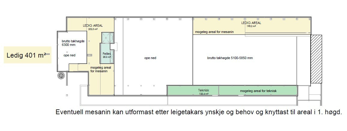 Ledig areal mesanin etg
