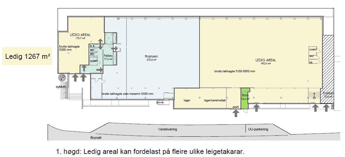 Ledig areal 1. etg