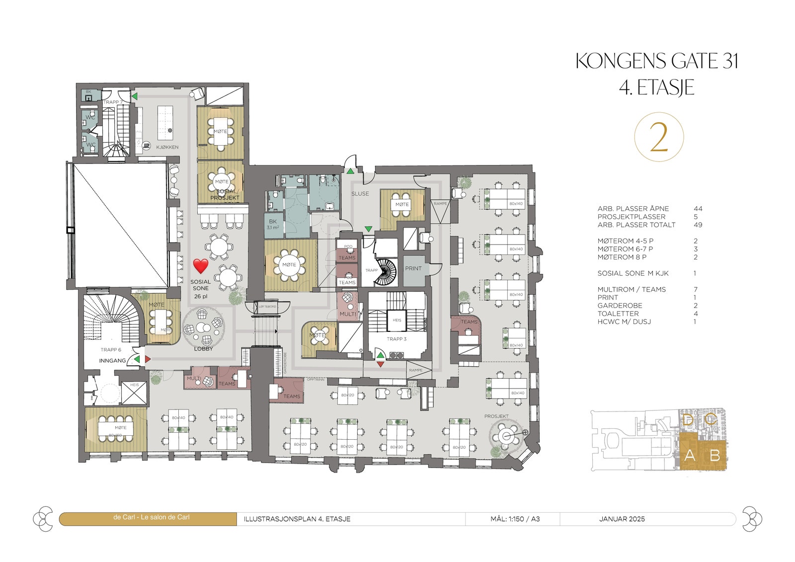 4.etasje, mulig planløsning. Galleribilde