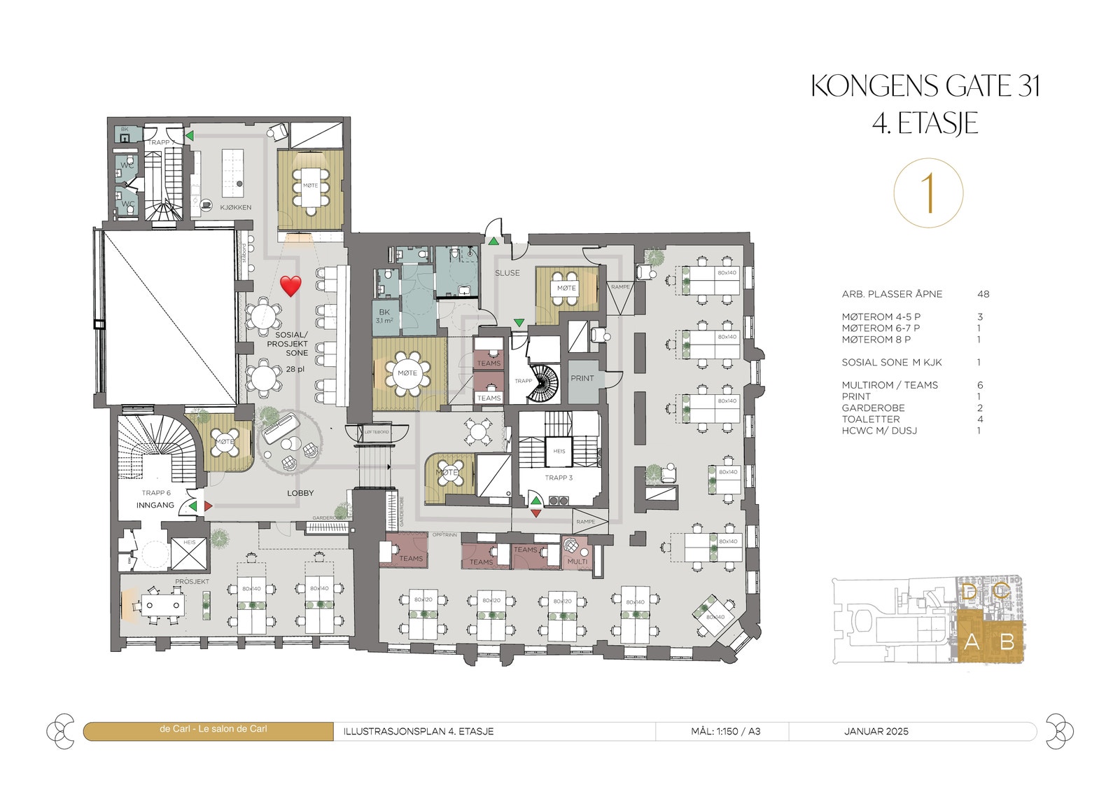 4. etasje, mulig planløsning. Galleribilde