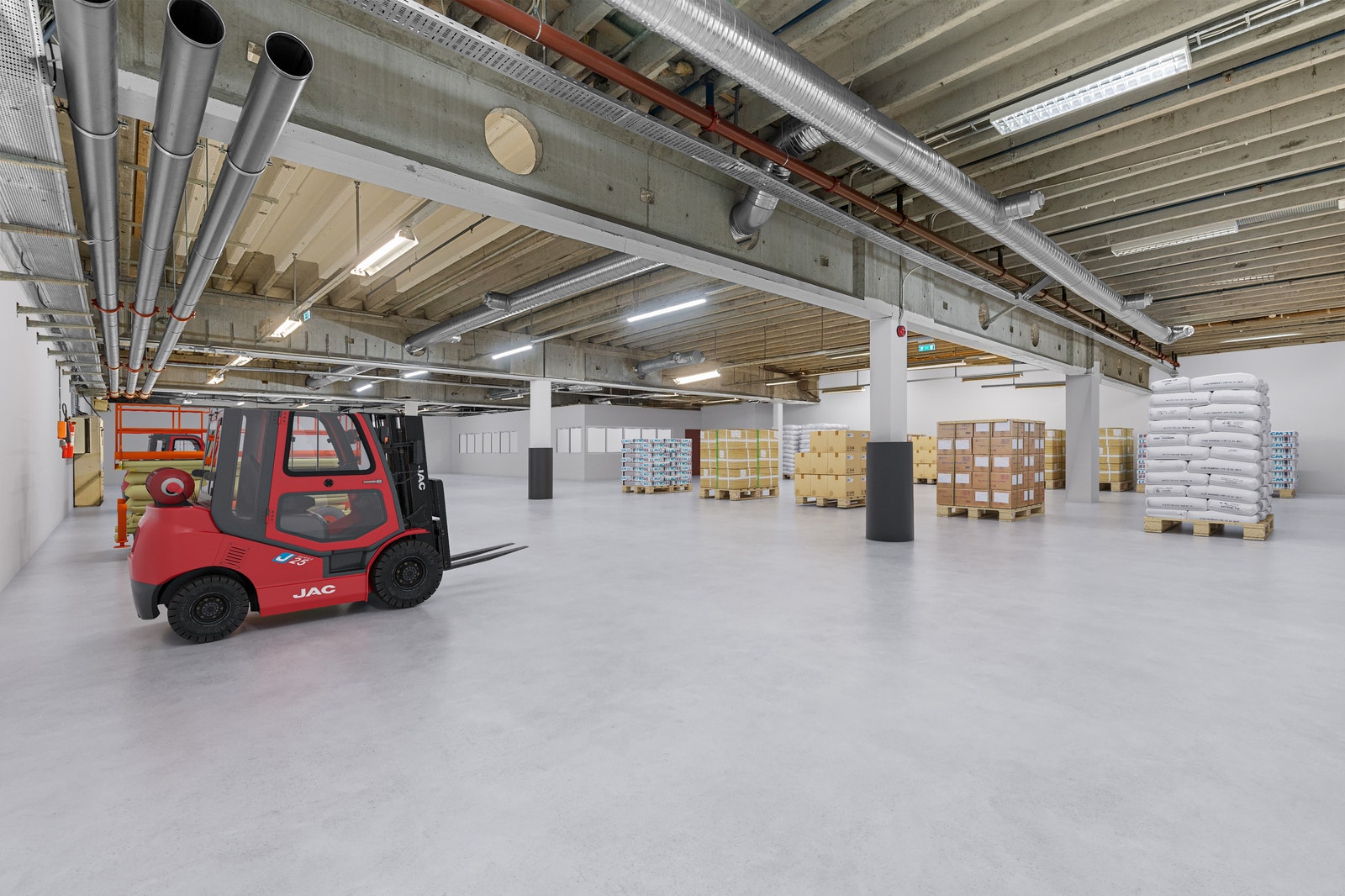 Lager på ca. 1.000 kvm i sokkeletasje, tilgang via lastehus. Galleribilde