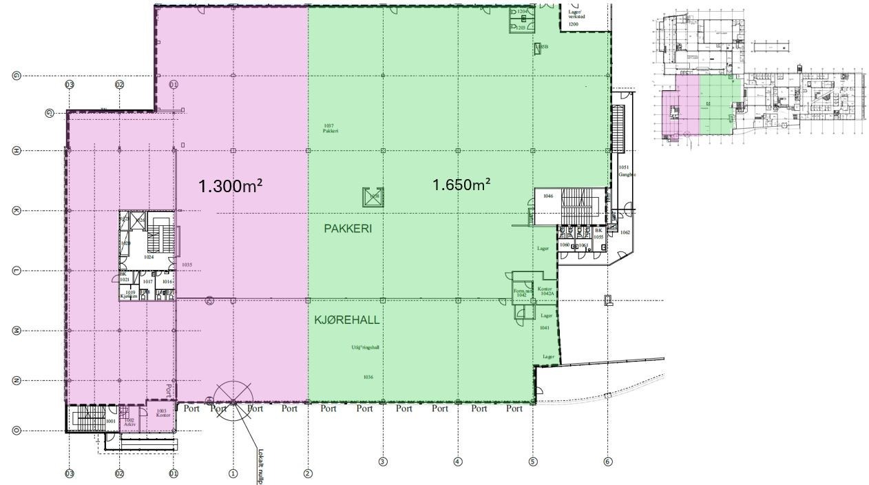 Lagerhallen kan eventuelt seksjoneres til to enheter. Galleribilde