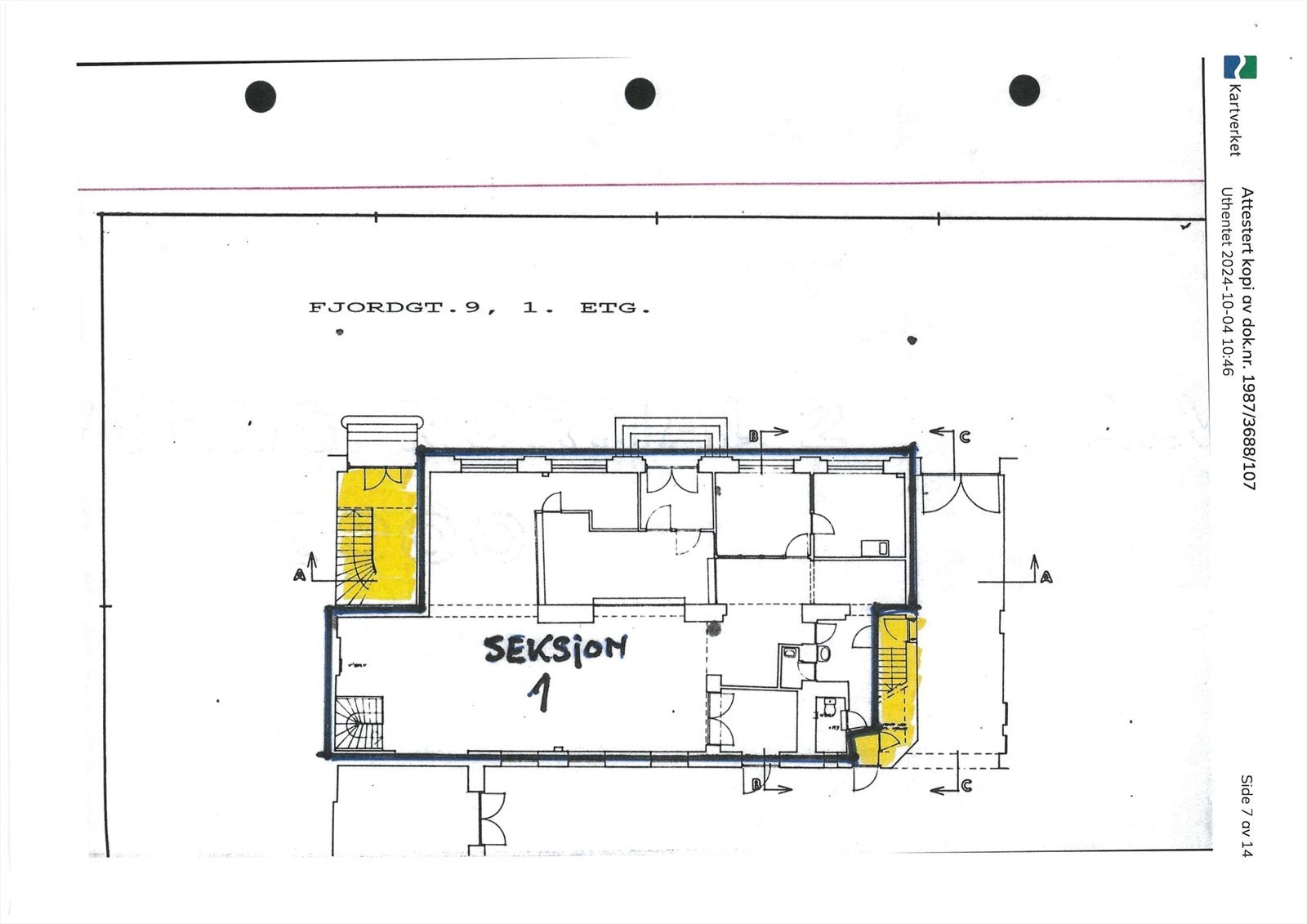 1. etasje seksjonering Galleribilde