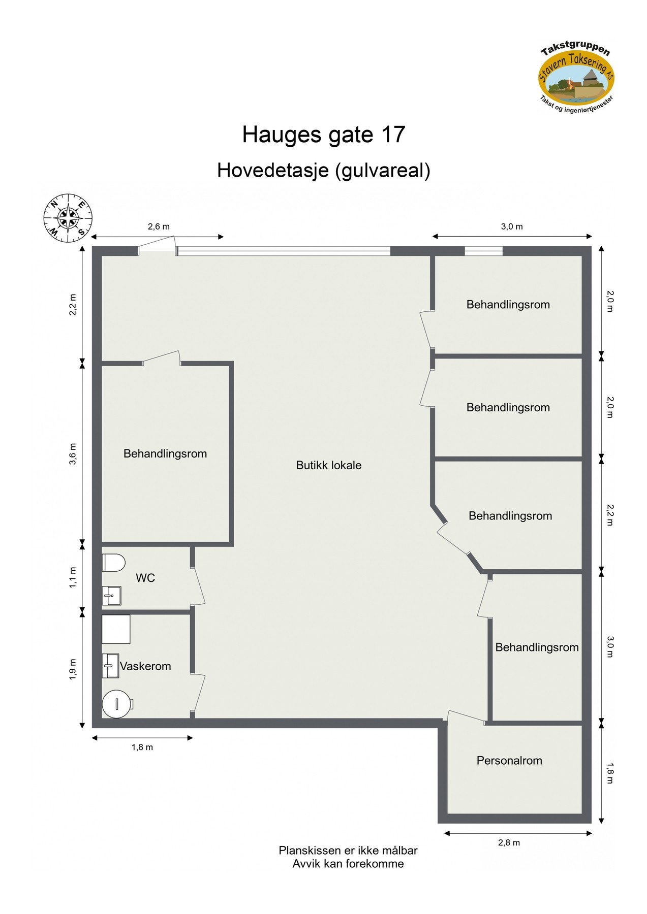 Lokalet består pr. i dag av 5 behandlingsrom, WC, vaskerom og personalrom. Galleribilde