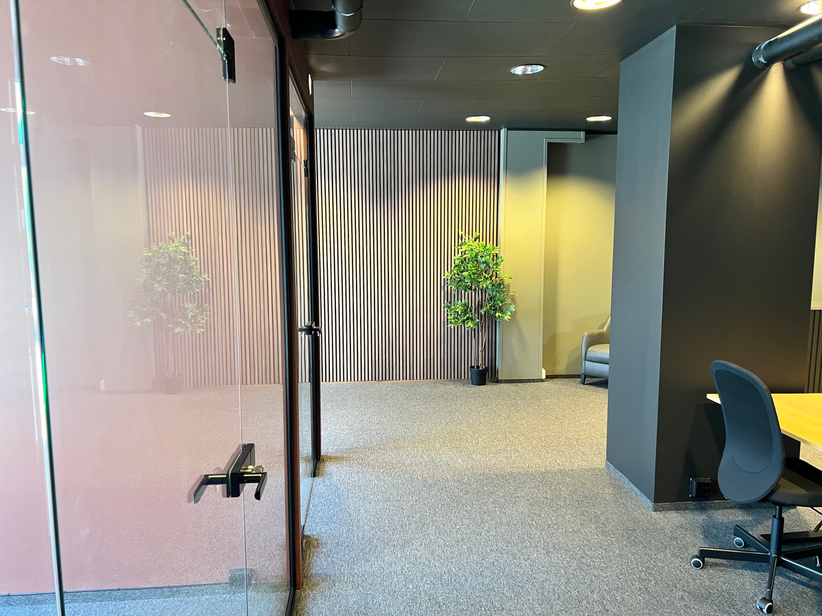 Glassvegger med sorte detaljer Galleribilde