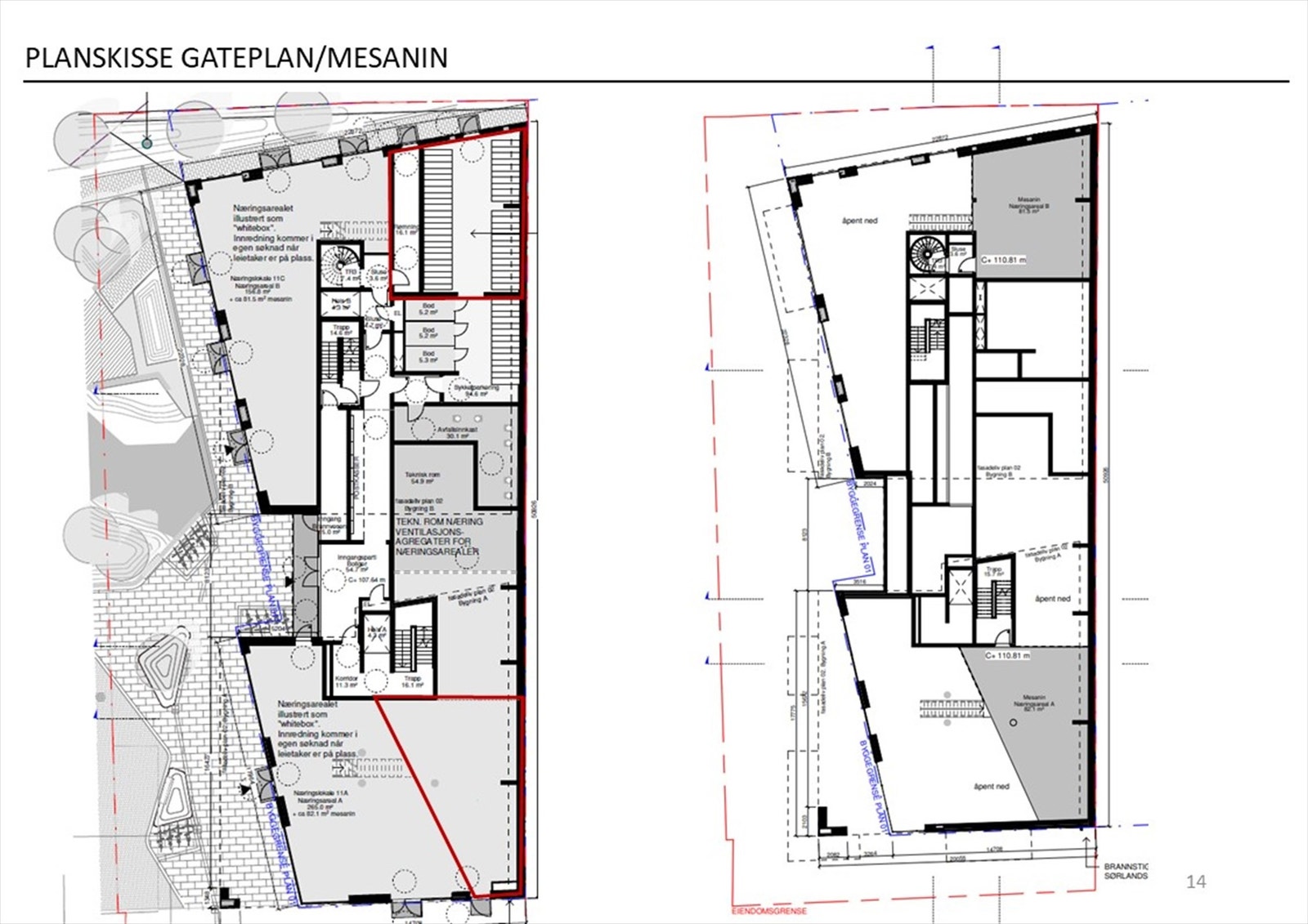 Planskisse gateplan og mesanin Galleribilde