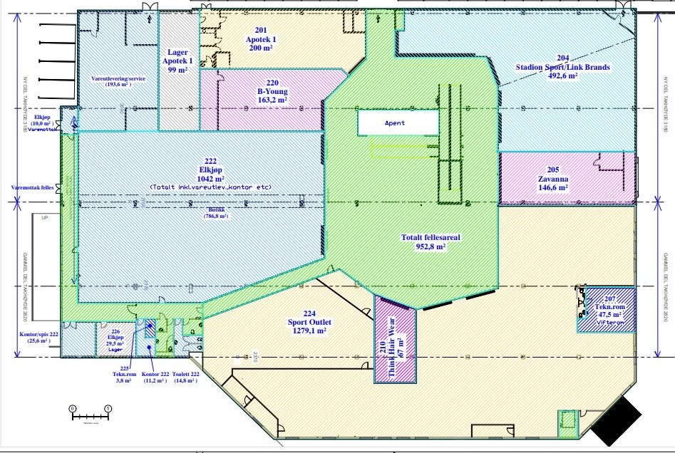 Planløsning 2 etg. - Ledig lokalet er 220 (fleksible mtp areal) Galleribilde