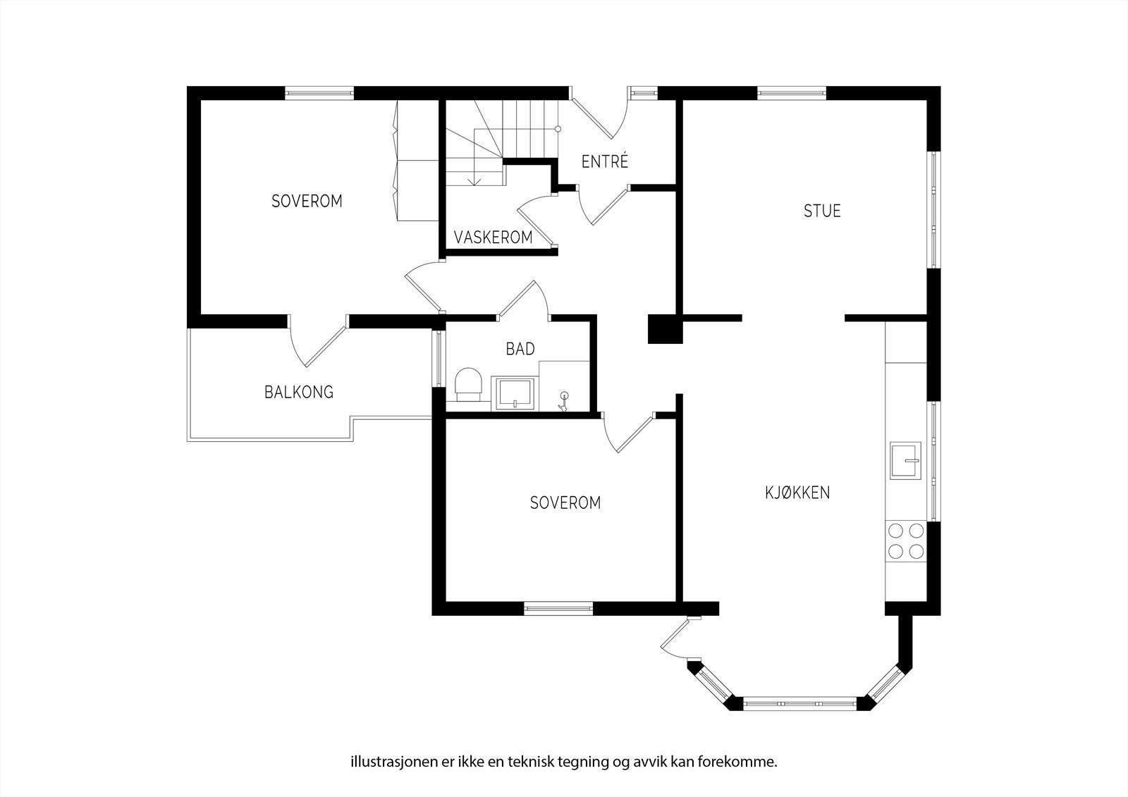 Planskisse. Leiligheten disponerer også to boder i felles kjelleretasje. Galleribilde