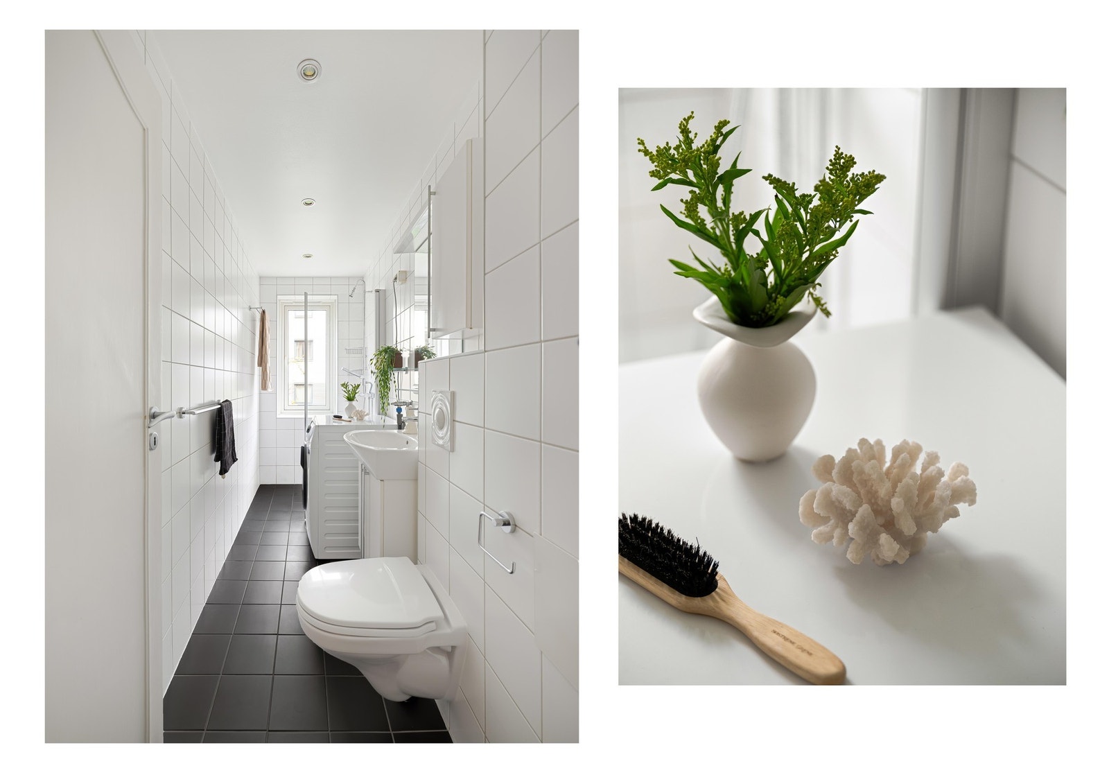 Badet er pent flislagt og ble renovert i regi av borettslaget i 2006. Galleribilde