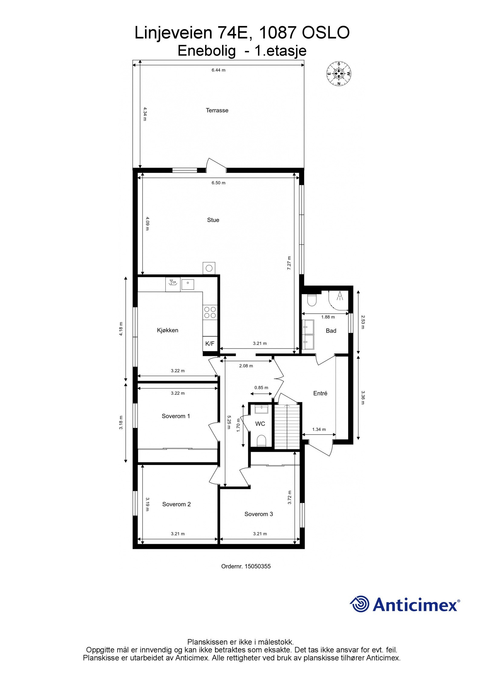 Målsatt plantegning 1. etasje Galleribilde