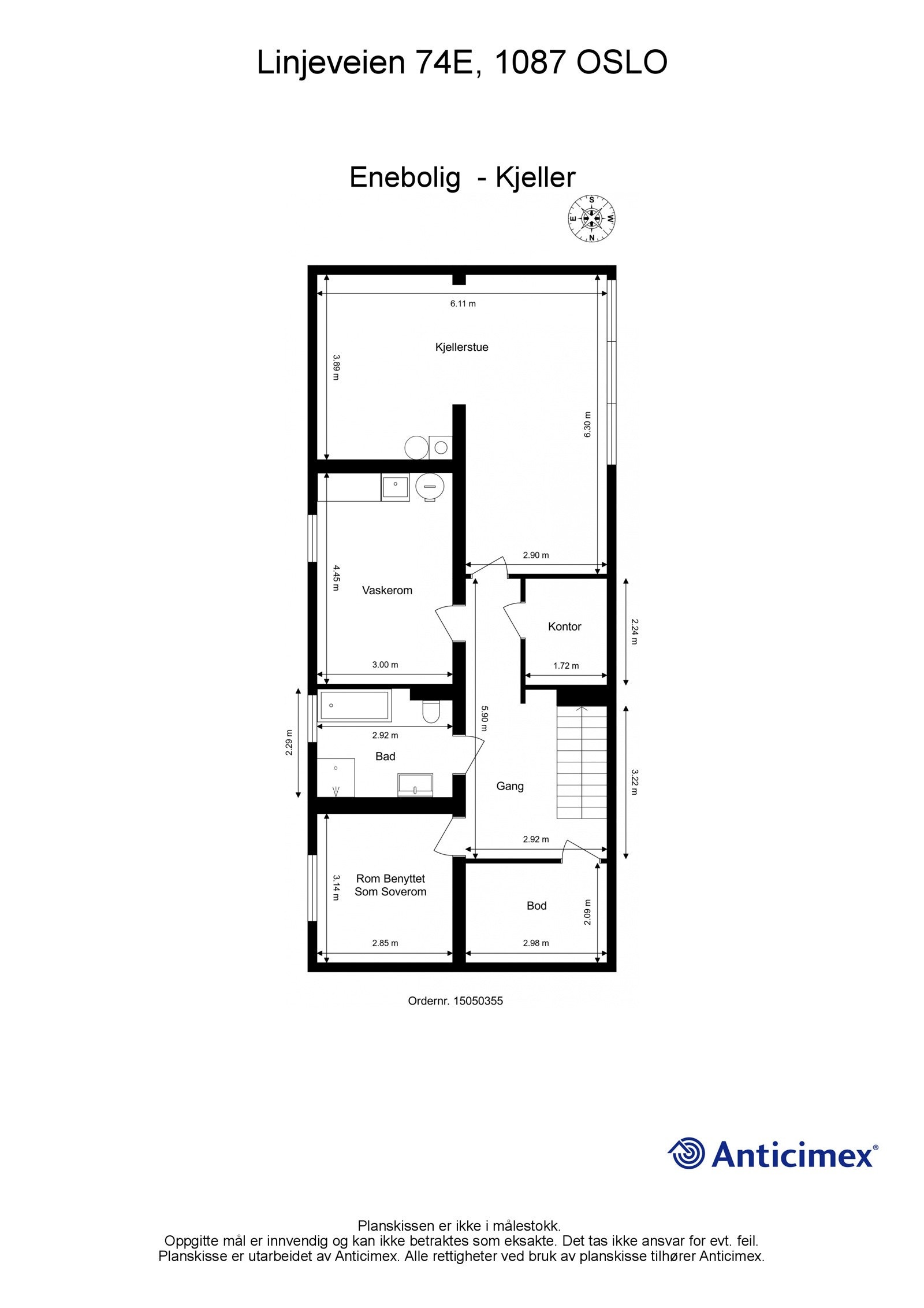 Målsatt plantegning U. etasje Galleribilde