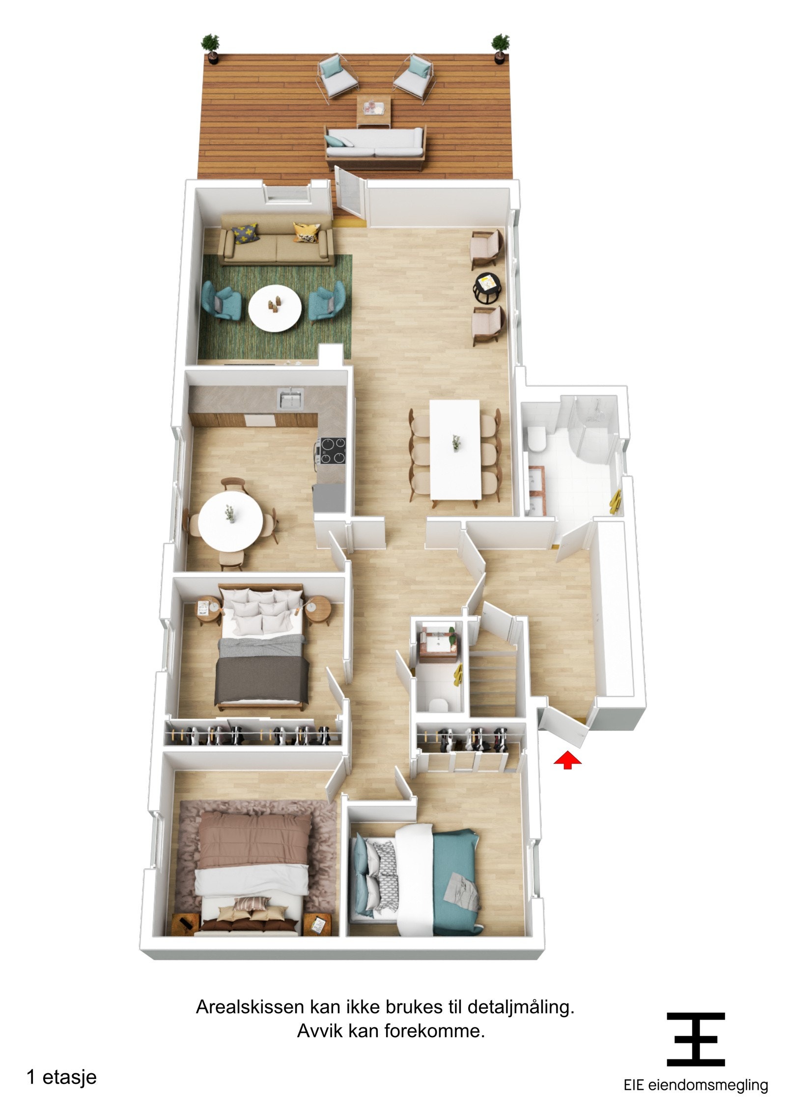 Plantegning 3D 1. etasje Galleribilde