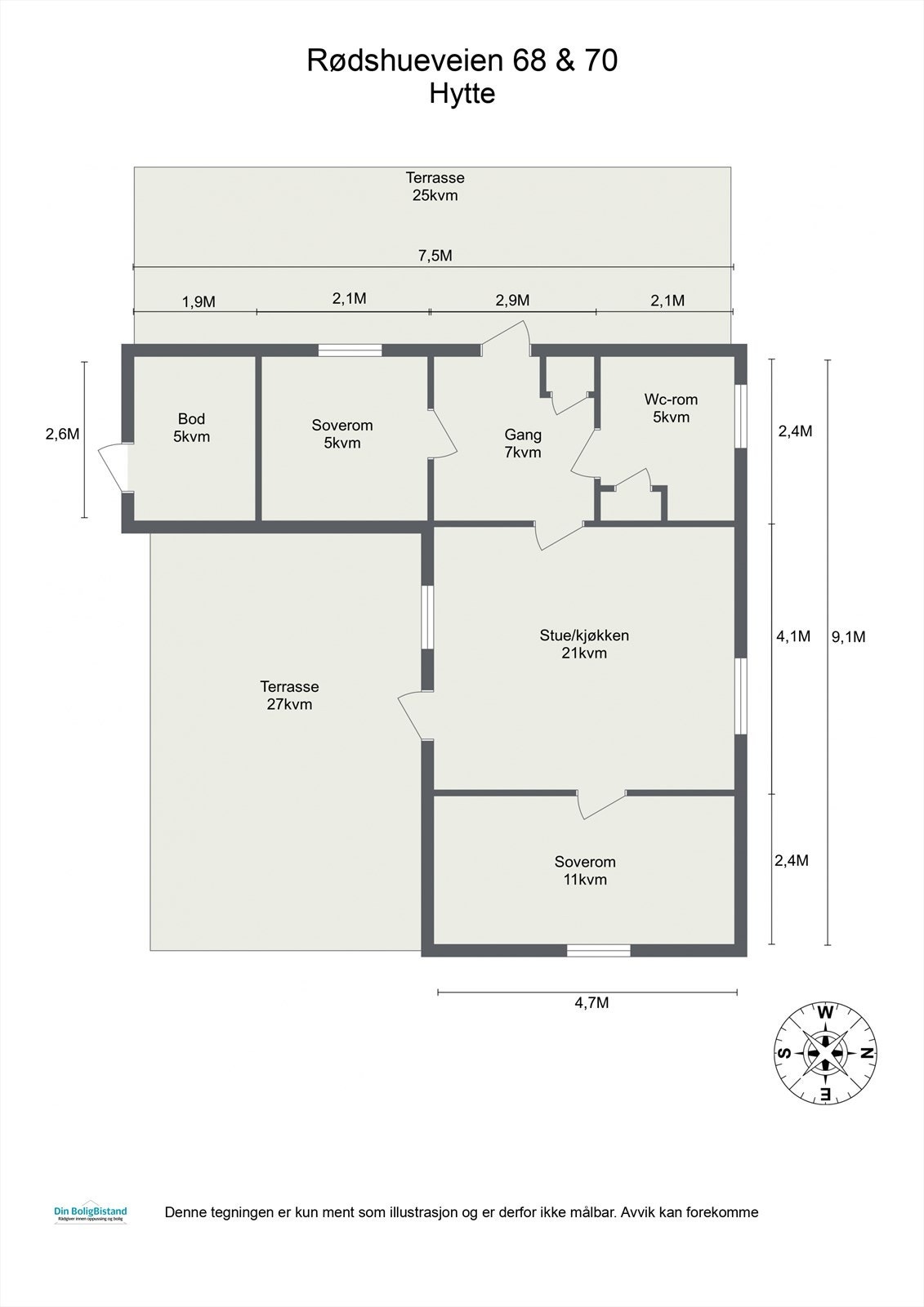 Plantegning Rødshueveien 70 - Fritidsbolig Galleribilde