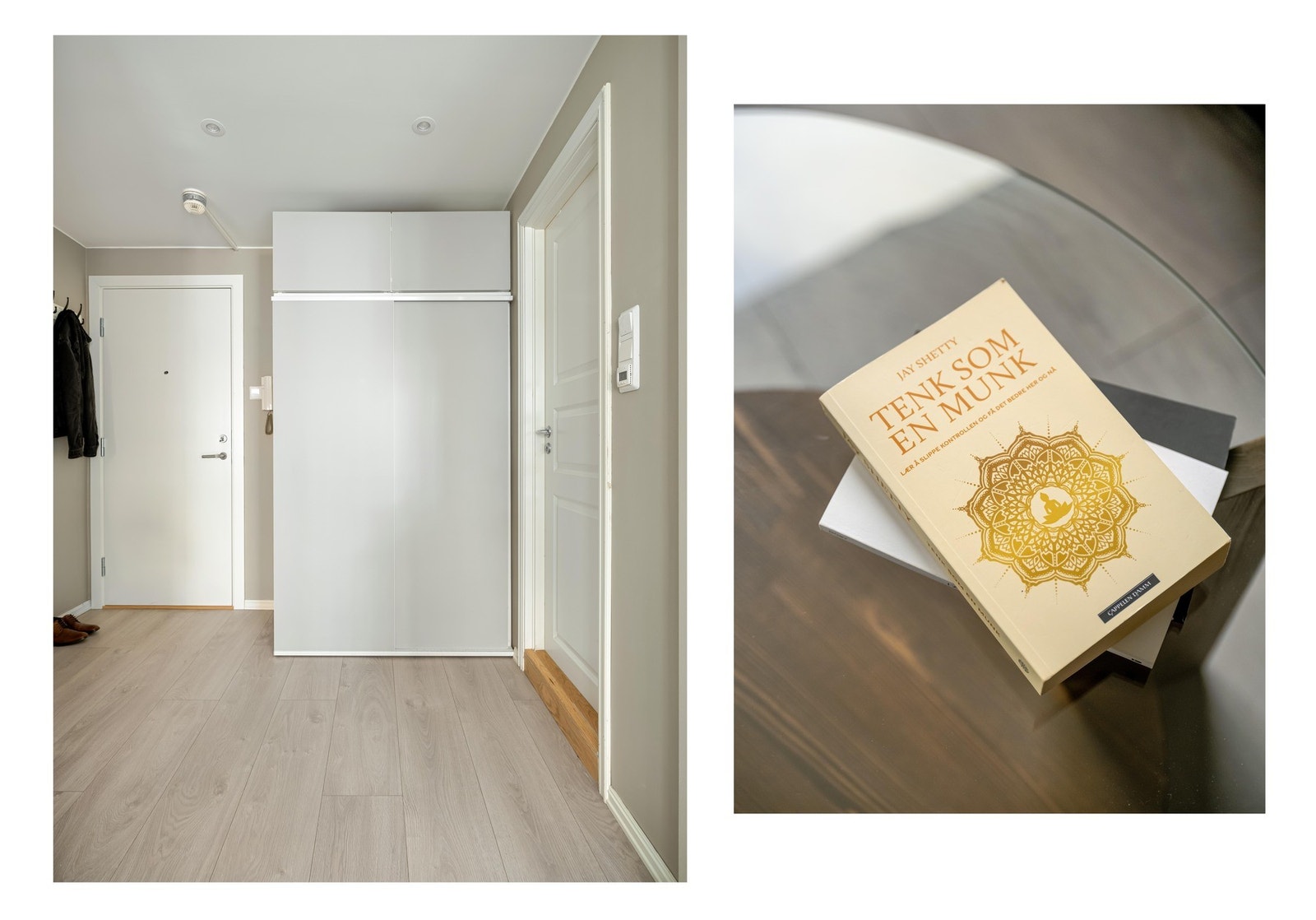 Gangen gir et godt førsteinntrykk av leiligheten. I garderobeskapet er det god plass til oppheng av klær og plassering av sko. Galleribilde