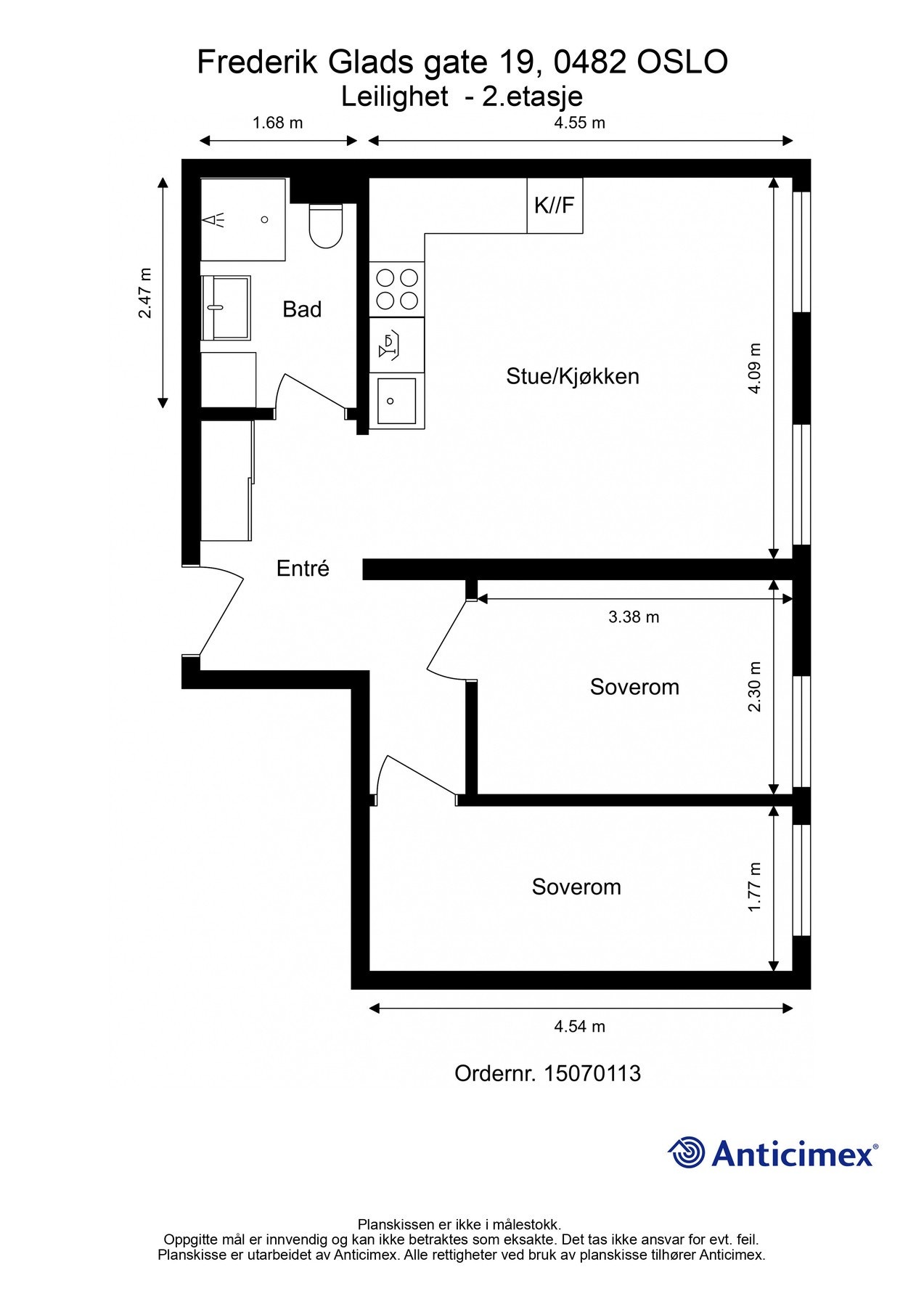 Leiligheten har en praktisk planløsning med luftige og gode rom. I tillegg til innvendige arealer disponeres en kjellerbod på ca. 4 m² for ekstra lagringsplass. Galleribilde
