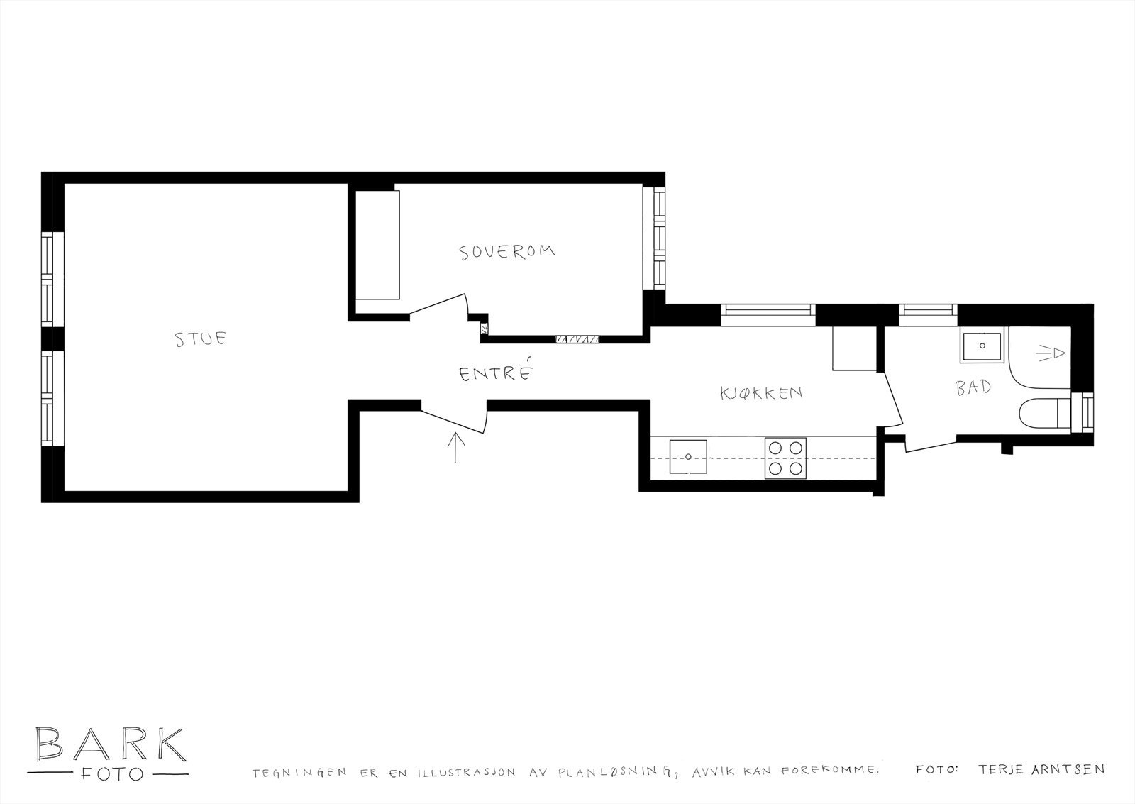 - Plantegning (i tillegg disponerer leiligheten en ekstern bod) - Galleribilde