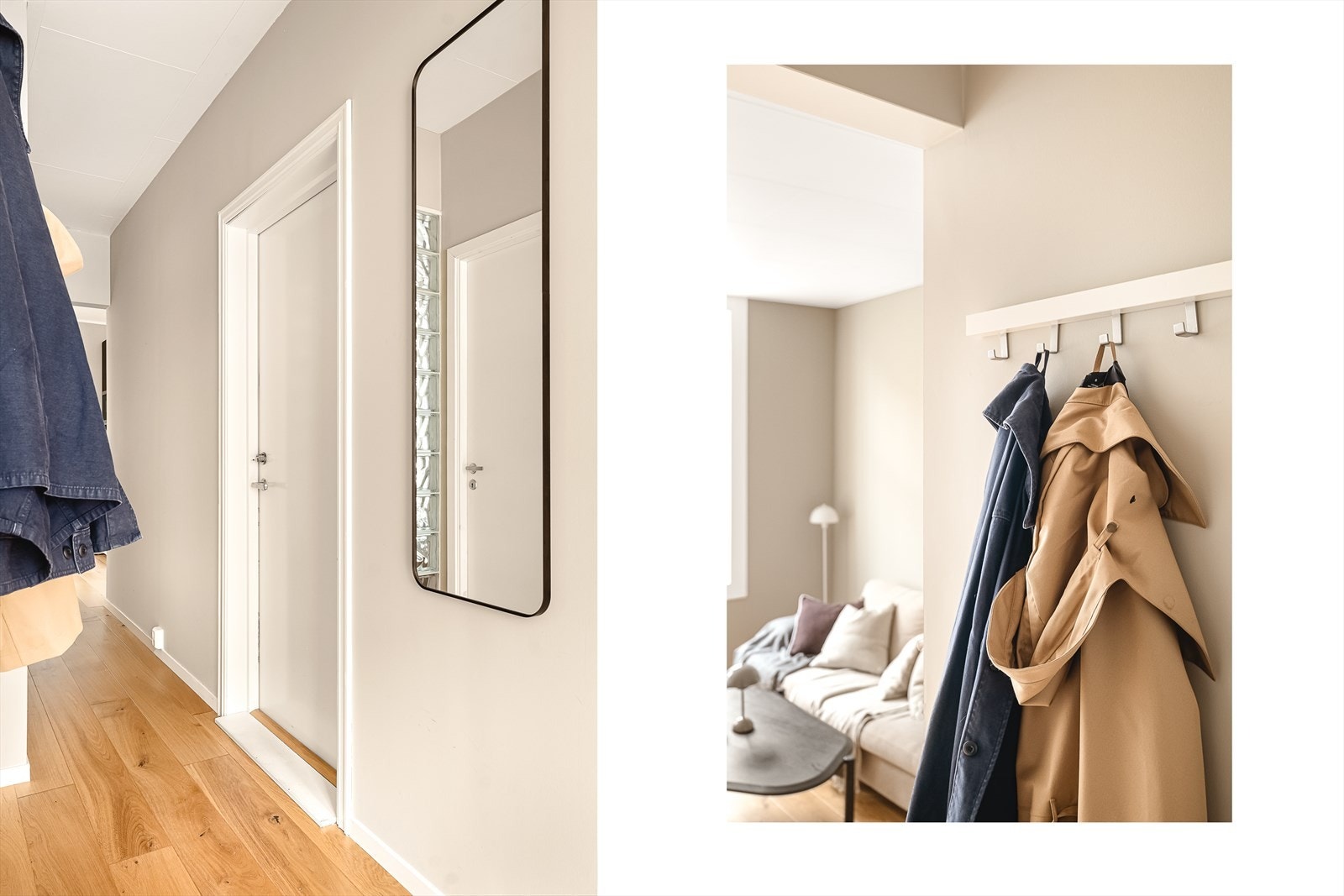 - Det er god plass til å henge fra seg yttertøy i entreen - Galleribilde
