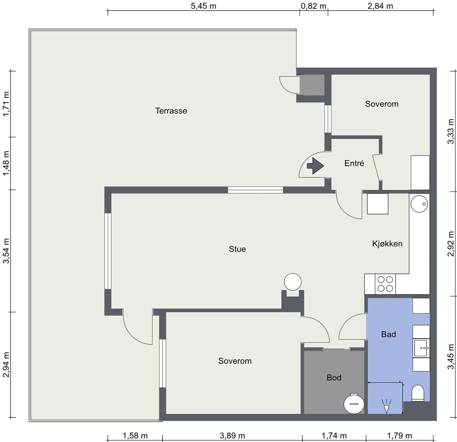Planløsning av leiligheten Galleribilde