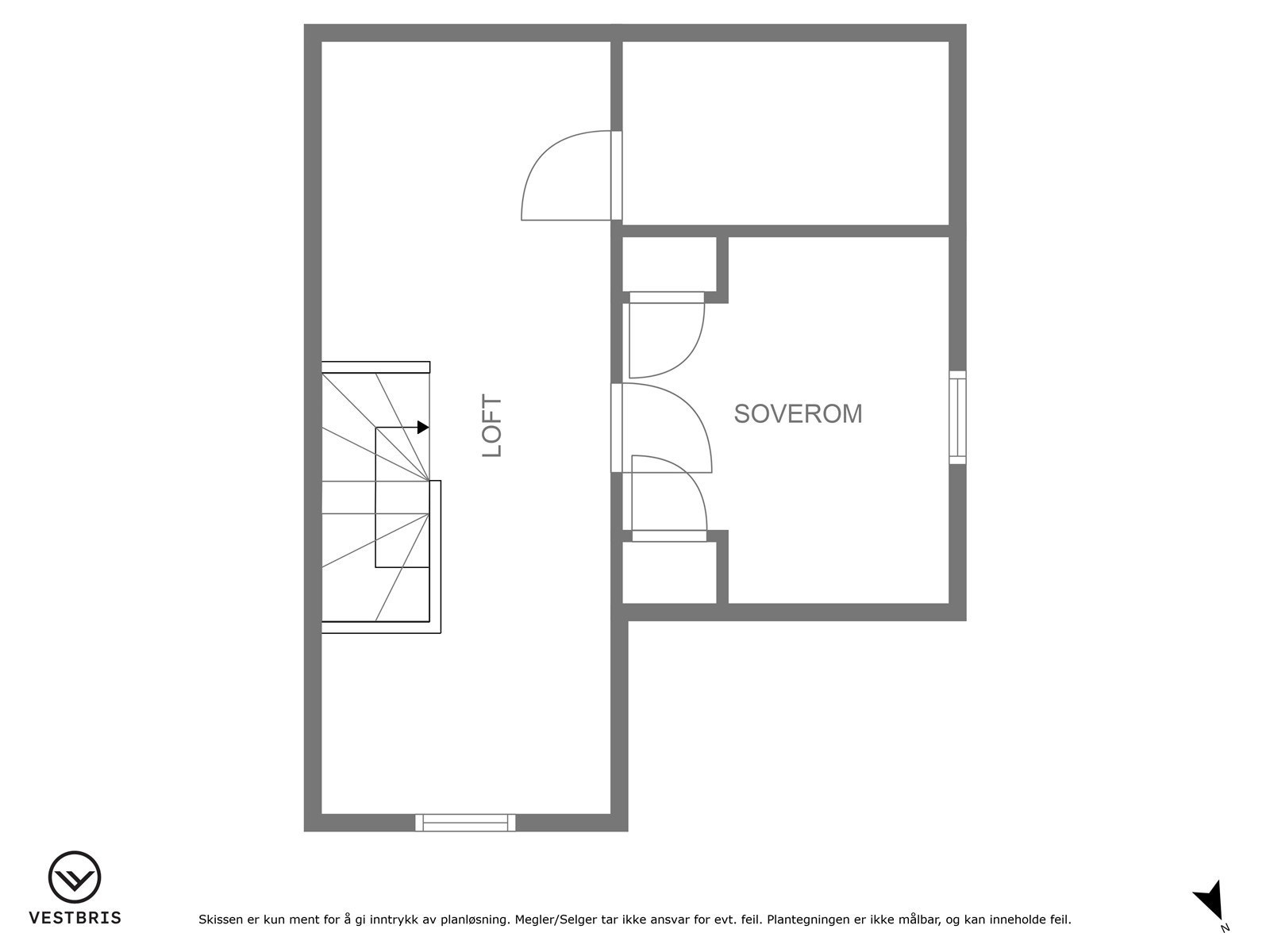 Plantegning av loftsetasjen. Galleribilde