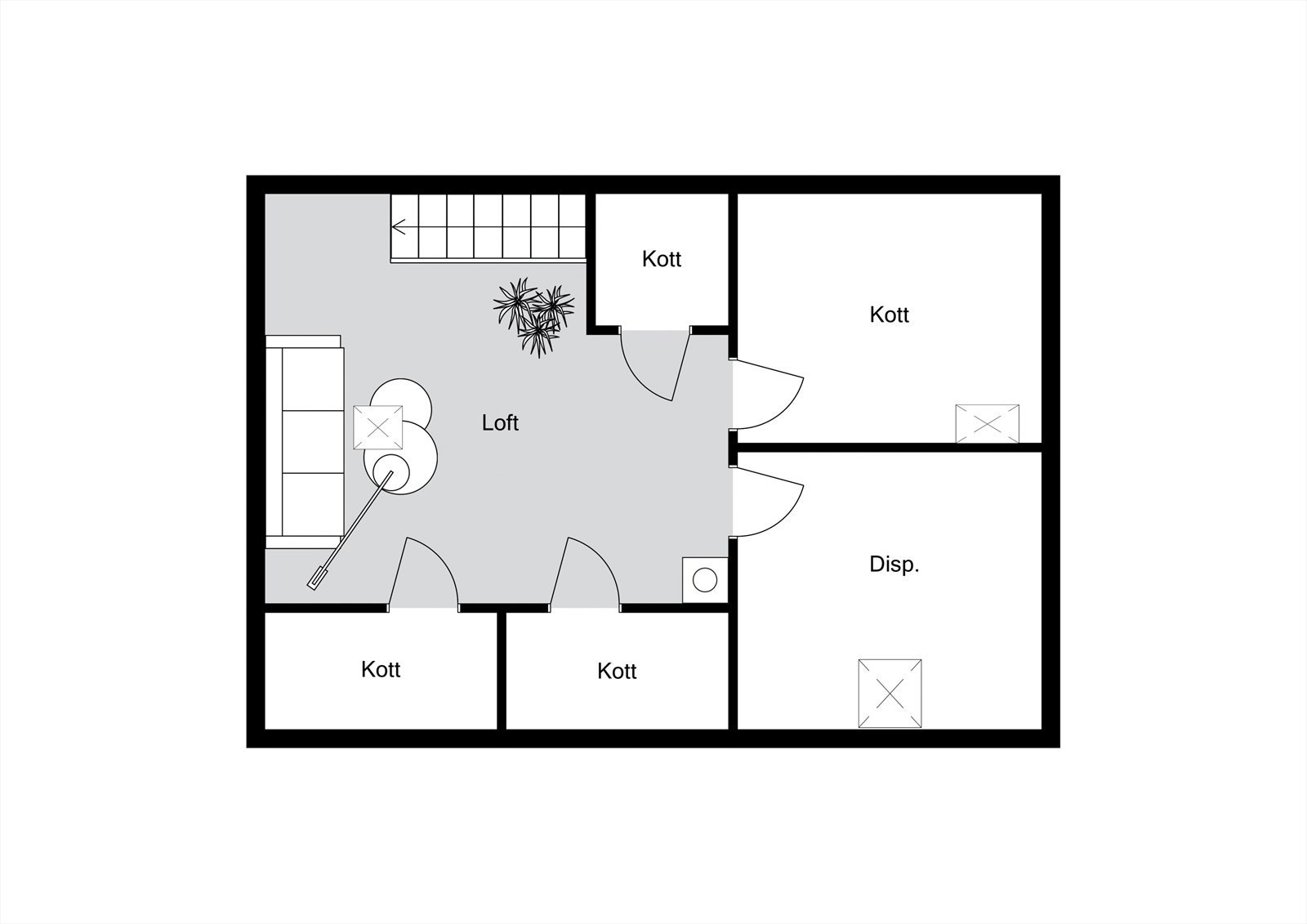 Plantegning loft. Galleribilde