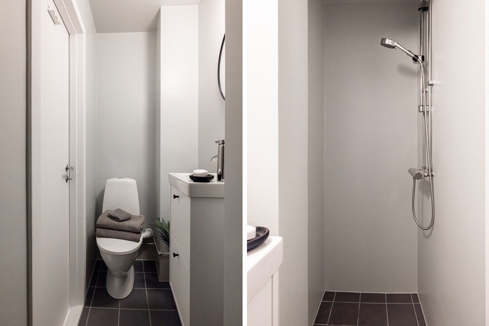 Badet er rehabilitert i regi av borettslaget i 2001, og oppgradert med nye gulvfliser og gulvvarme i 2016 - noe som gir en lun og komfortabel opplevelse. Galleribilde