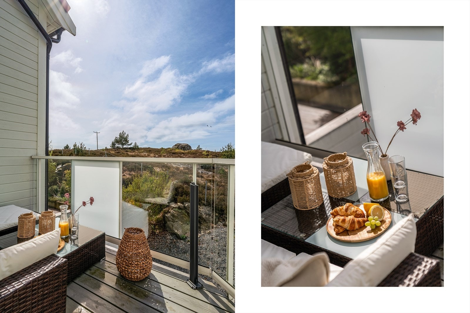 - Balkongen vender mot rolige omgivelser og oppleves som både privat og fredelig - her kan du nyte sommersol til den forsvinner i horisonten - Galleribilde