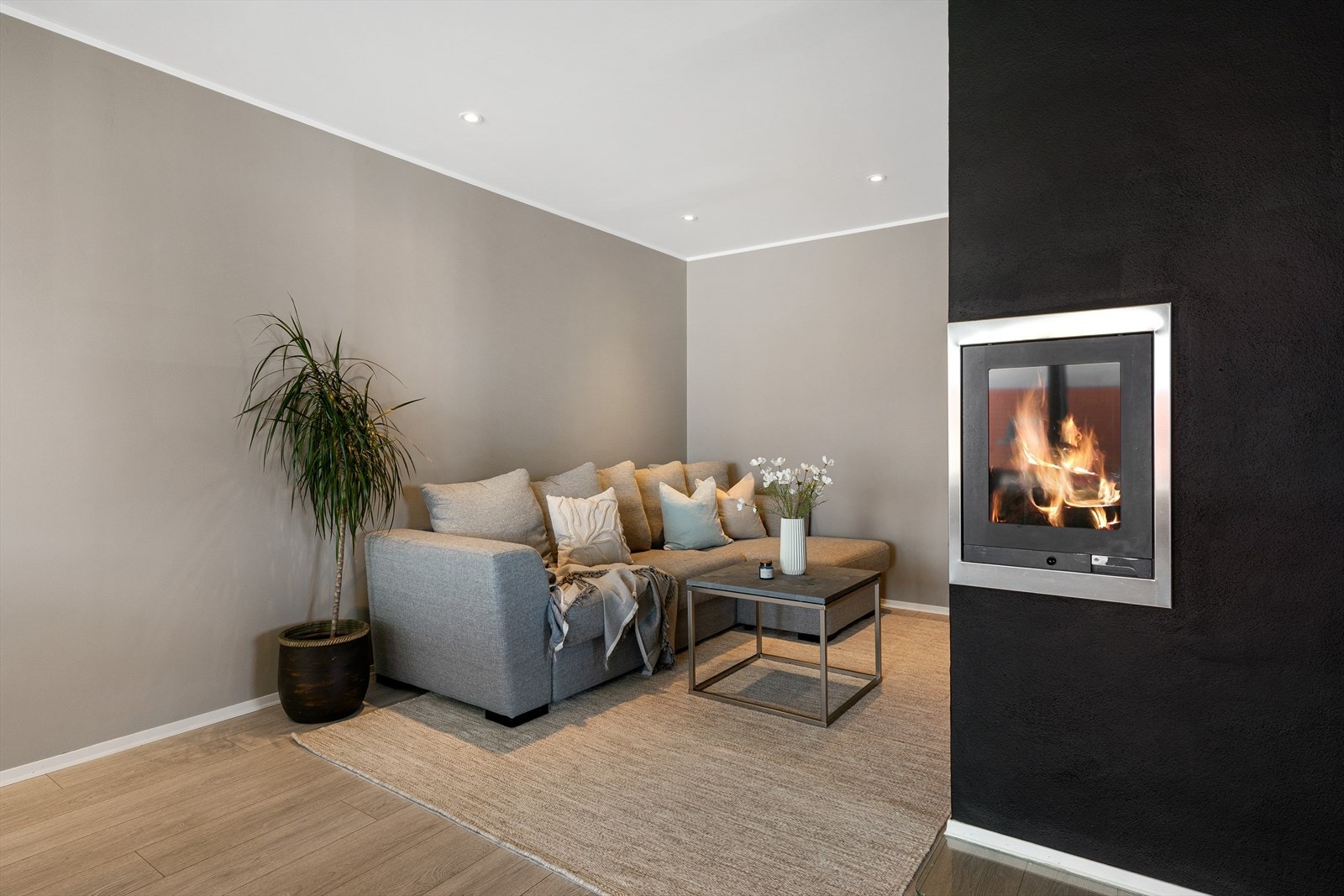 - Den innebygde peisovnen er hjertet i stuen - her kan du nyte både varme og hygge - Galleribilde