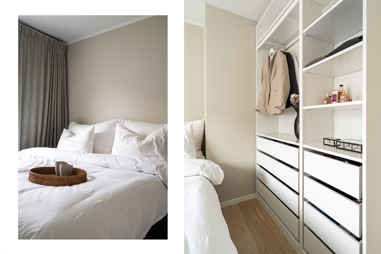 Rommene har parkettgulv i enstavs design, glatte, malte veggflater og hvitmalte, glatte himlinger. Galleribilde