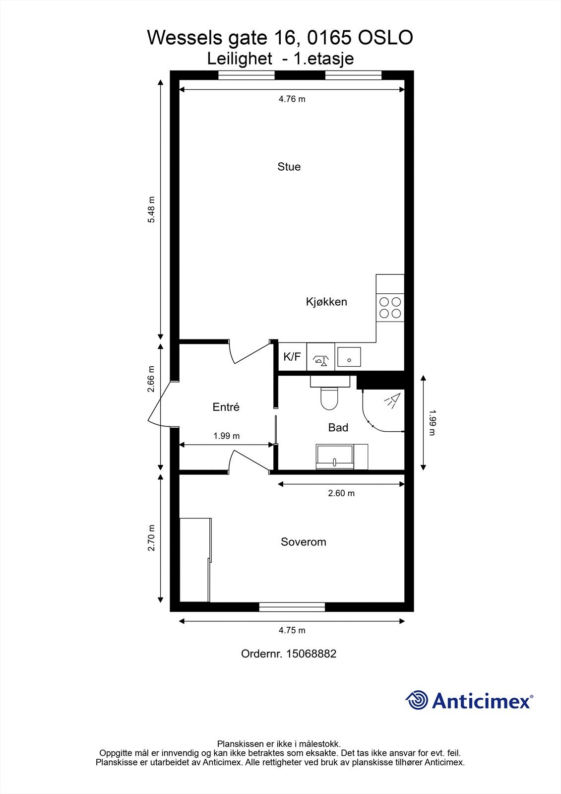 Plantegning (mulig å etablere soverom nr 2 i del av stue) Galleribilde