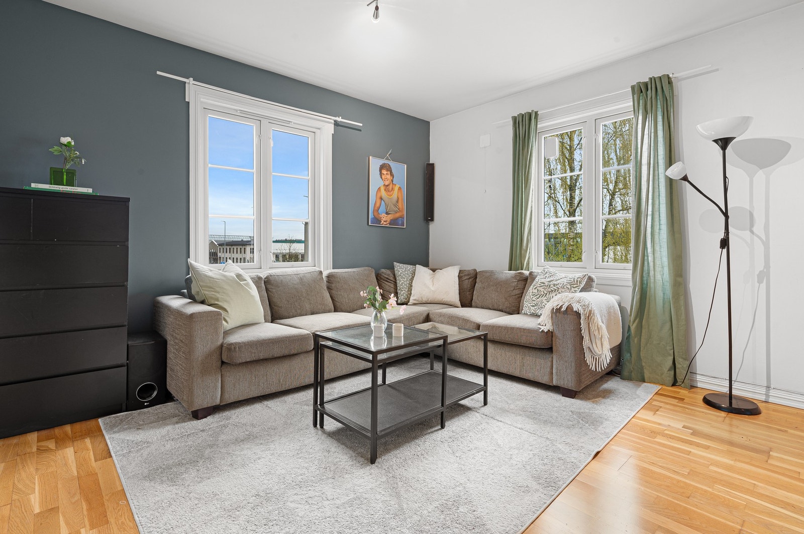 Hovedetasje: Romslig stue på ca. 26 kvadratmeter. Galleribilde