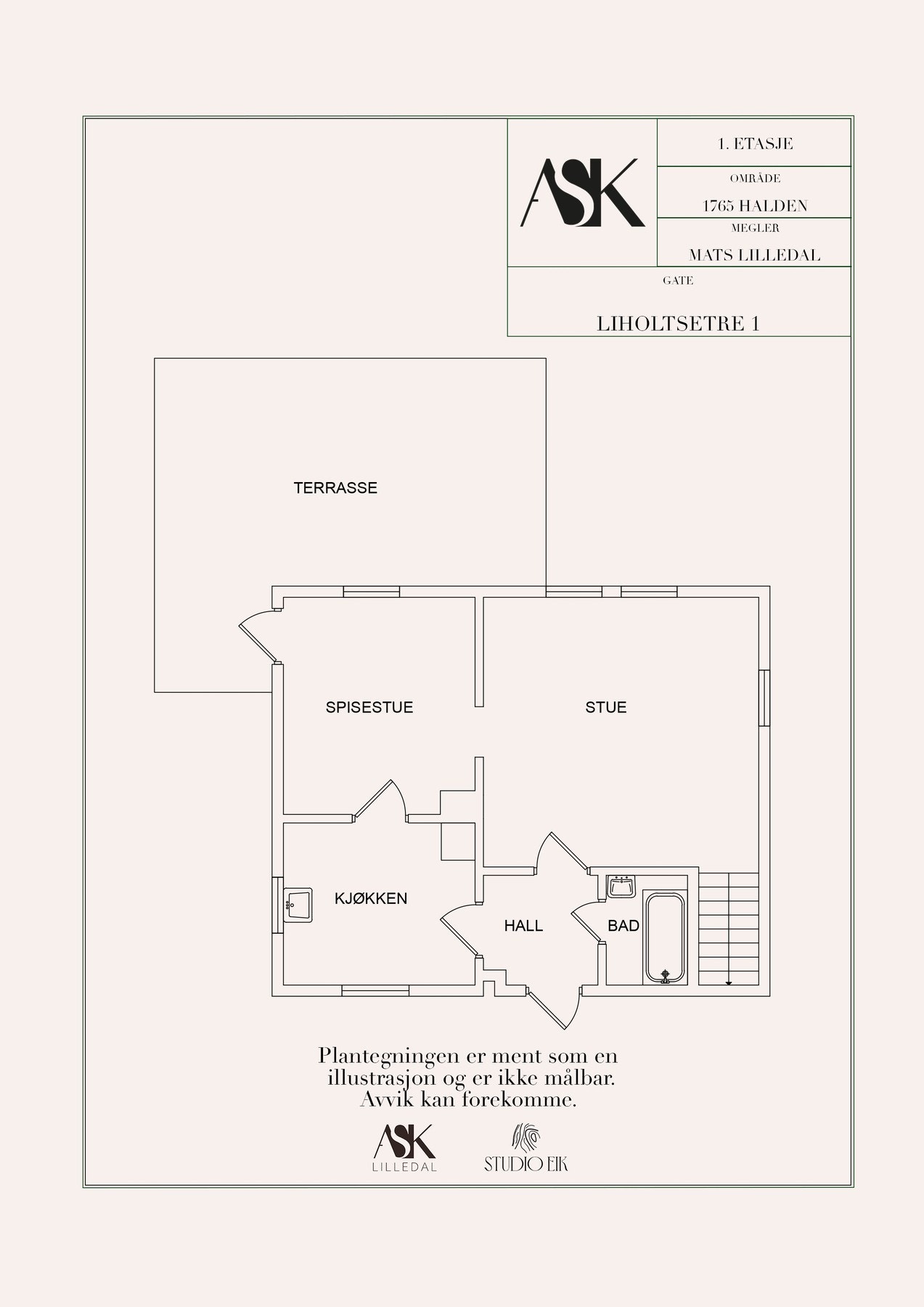 Plantegning hovedhus 1. etasje Galleribilde