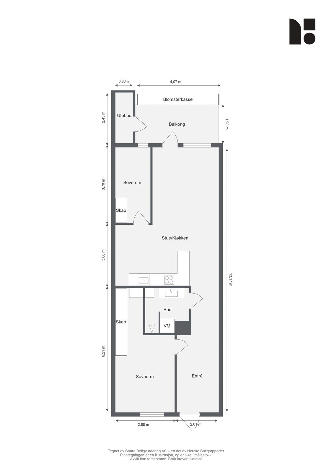 Målsatt plantegning - høy 1.etasje Galleribilde