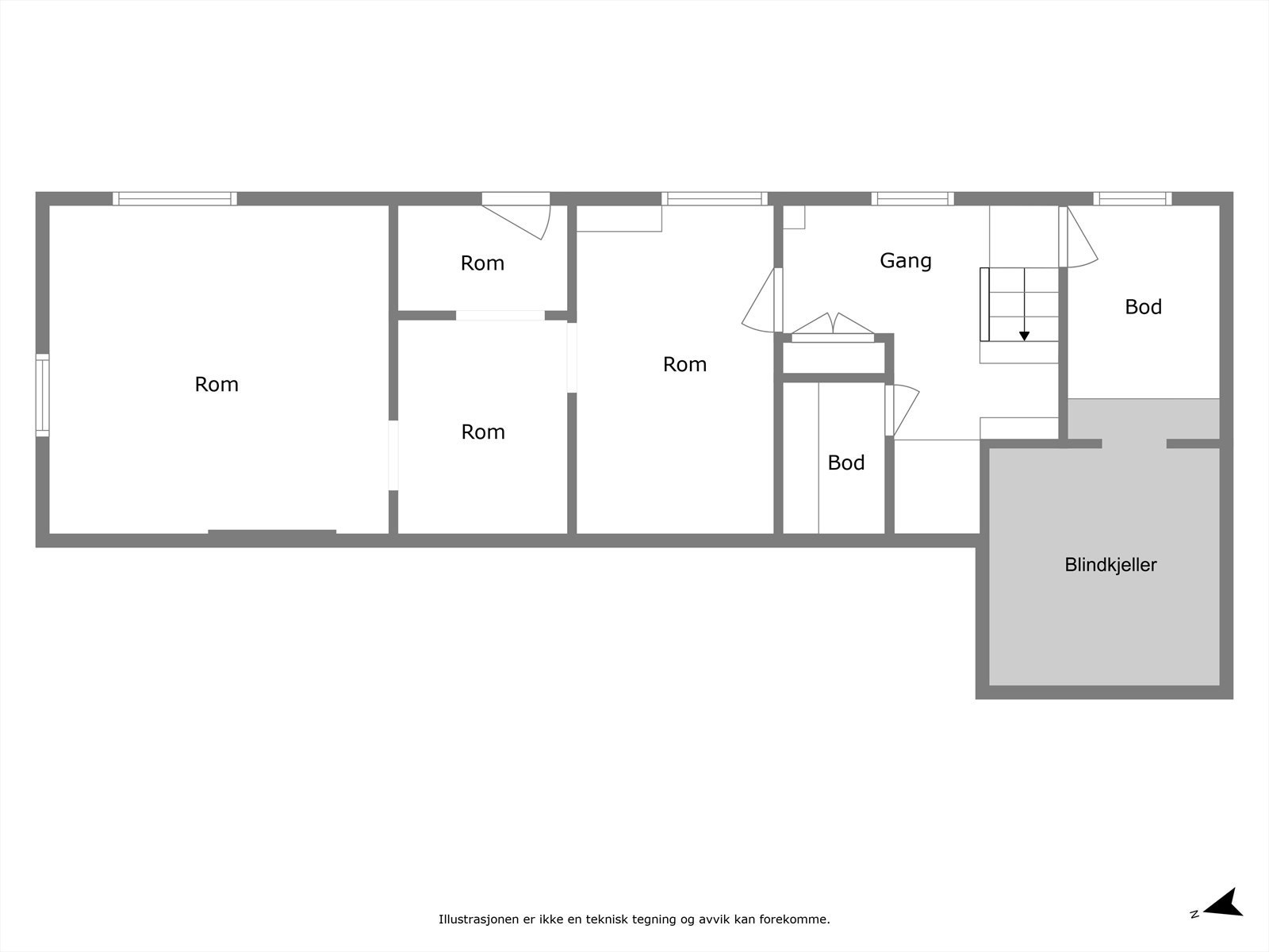 Planskisse kjeller Galleribilde